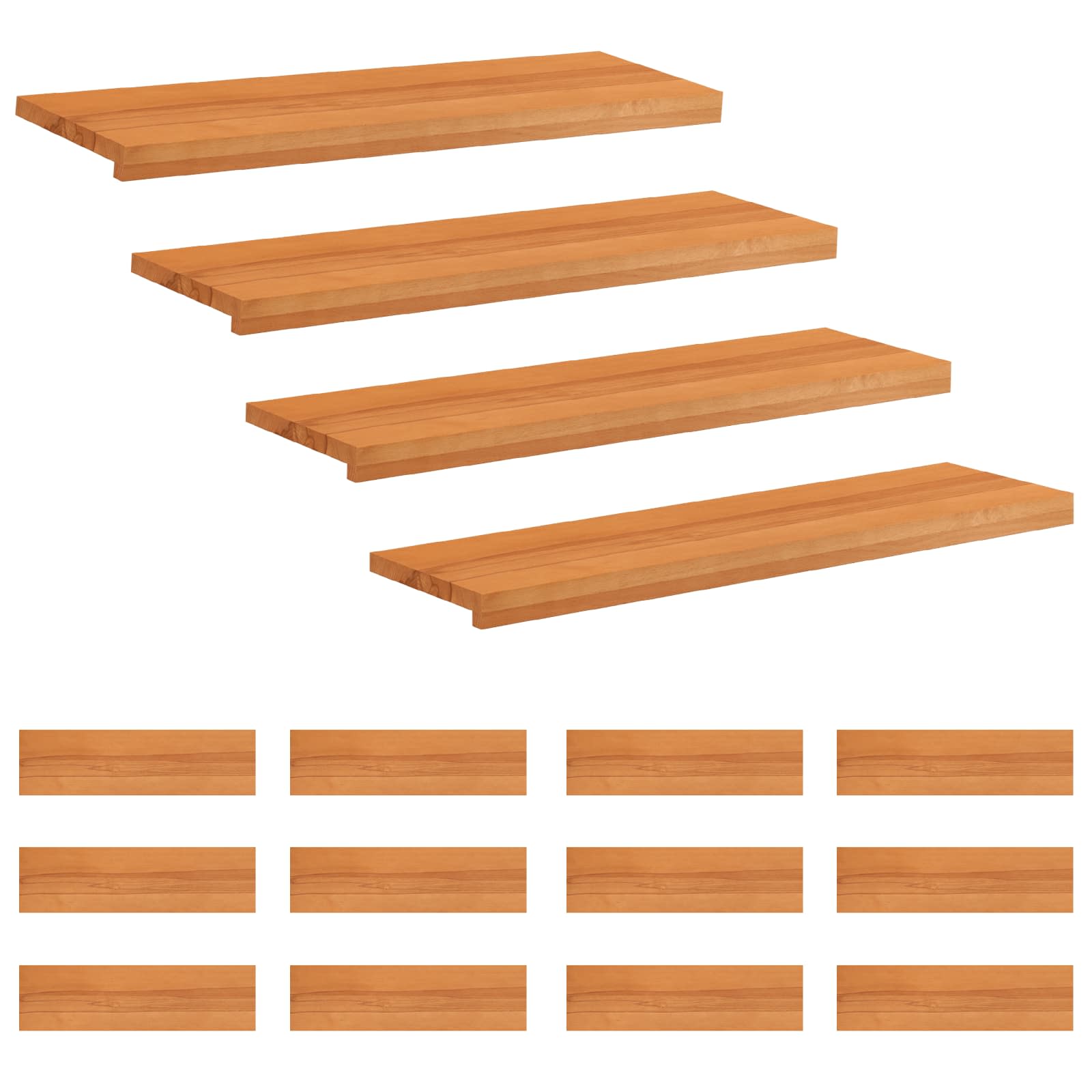 Tappeti per scale 16 pz 100 x 25 x 2 cm Marrone Chiaro
