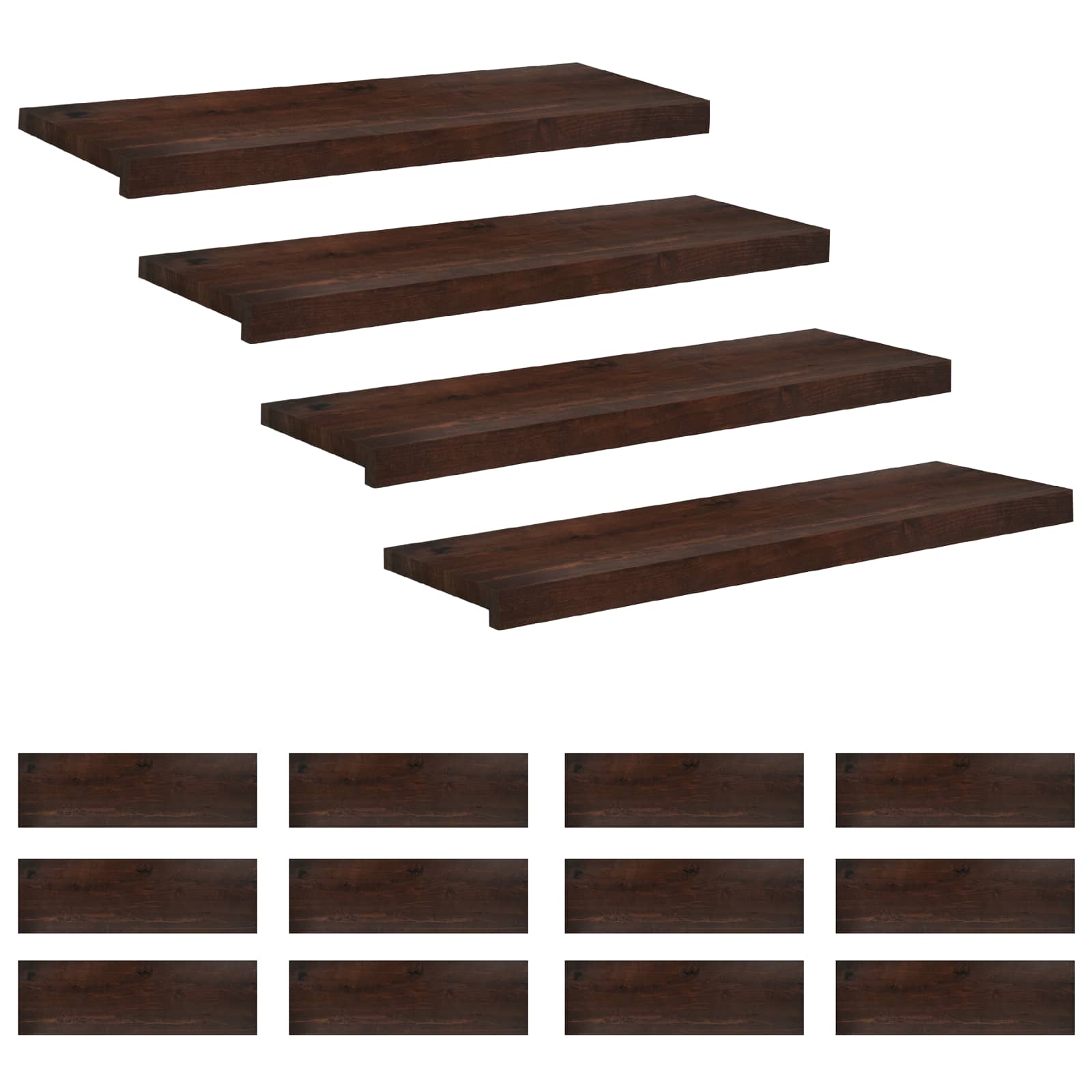 Tappeti per scale 16 pz 80 x 25 x 2 cm Marrone Scuro