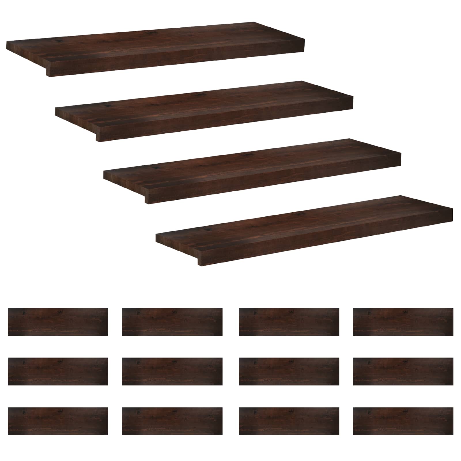 Tappeti per scale 16 pz 100 x 25 x 2 cm Marrone Scuro