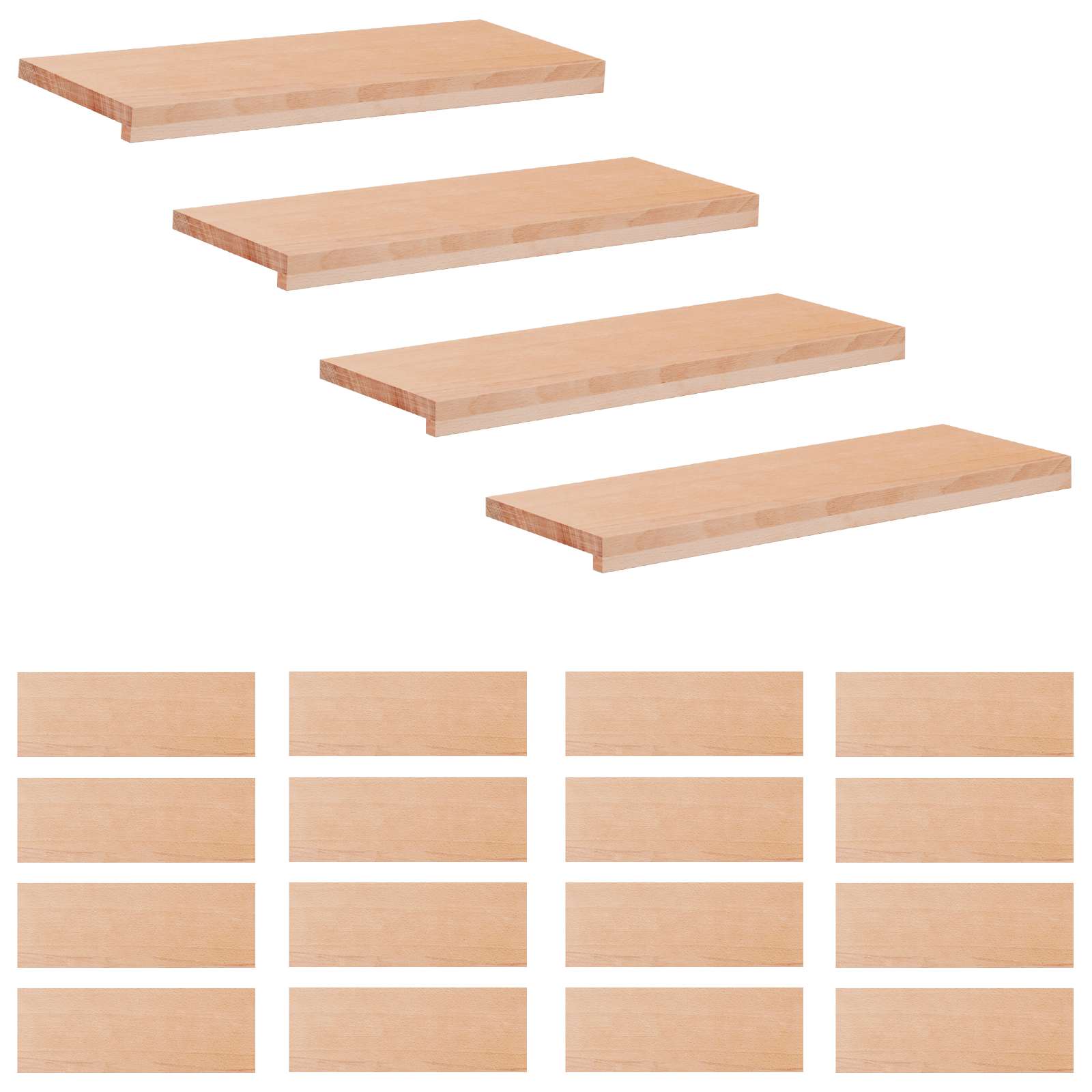 Tappeti per scale 20 pz 80 x 25 x 2 cm Naturale