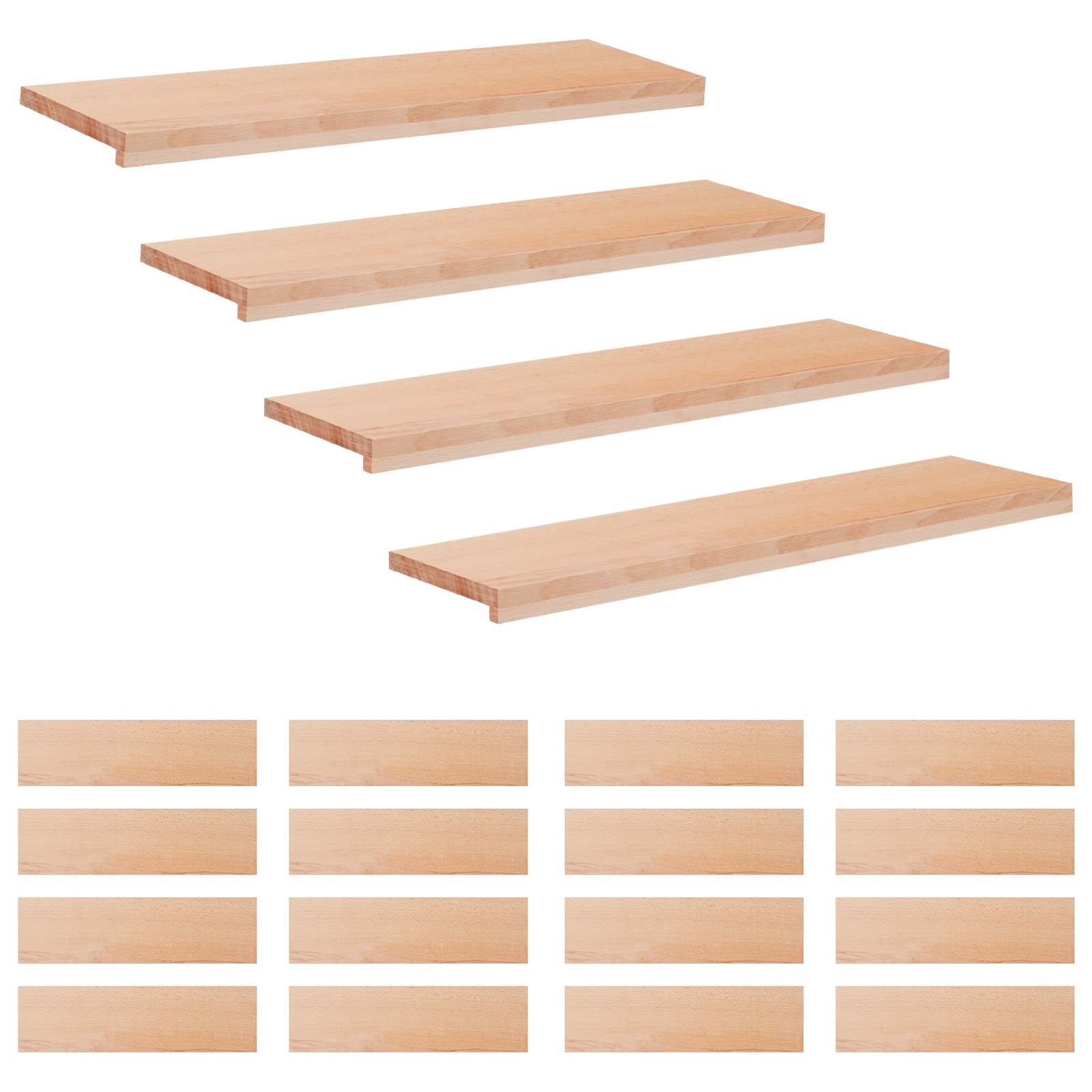 Tappeti per scale 20 pz 100 x 25 x 2 cm Naturale