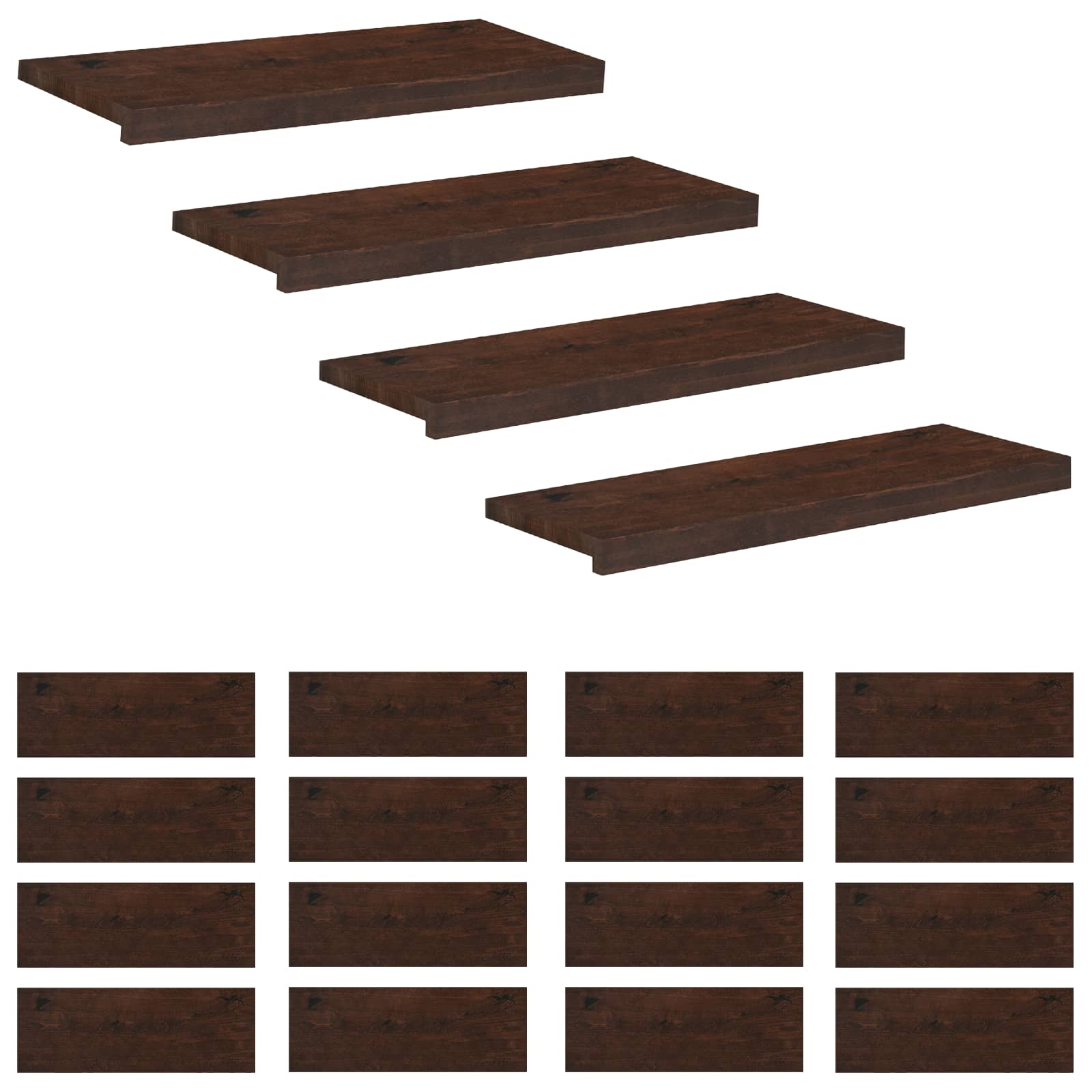 Tappeti per scale 20 pz 80 x 25 x 2 cm Marrone Scuro
