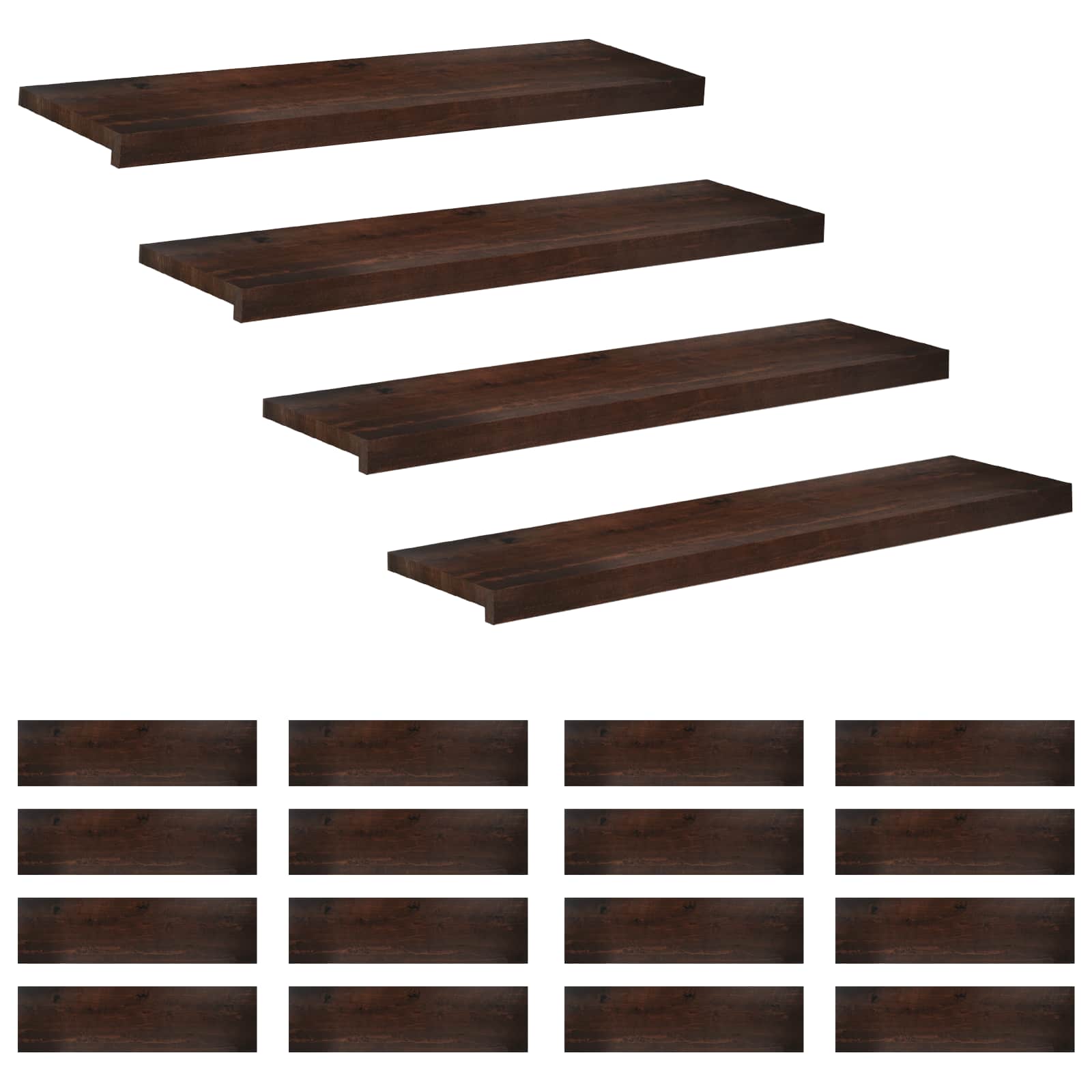Tappeti per scale 20 pz 90 x 25 x 2 cm Marrone Scuro