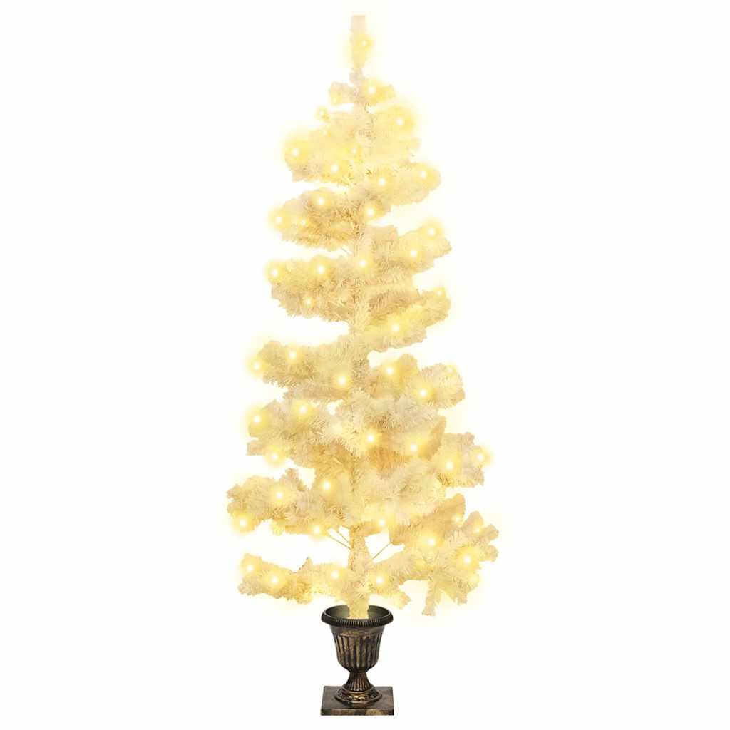 Albero di Natale Preilluminato con Vaso Bianco 120 cm in PVC