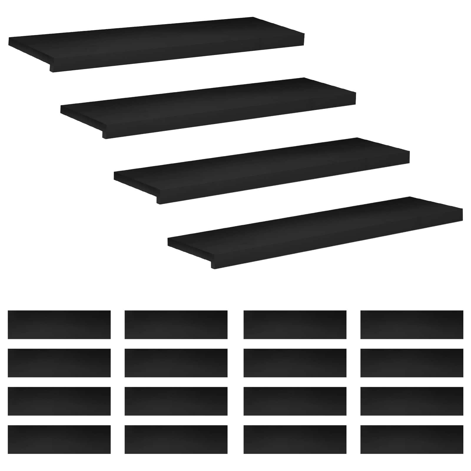 Tappeti per scale 20 pz 90 x 30 x 2 cm Nero