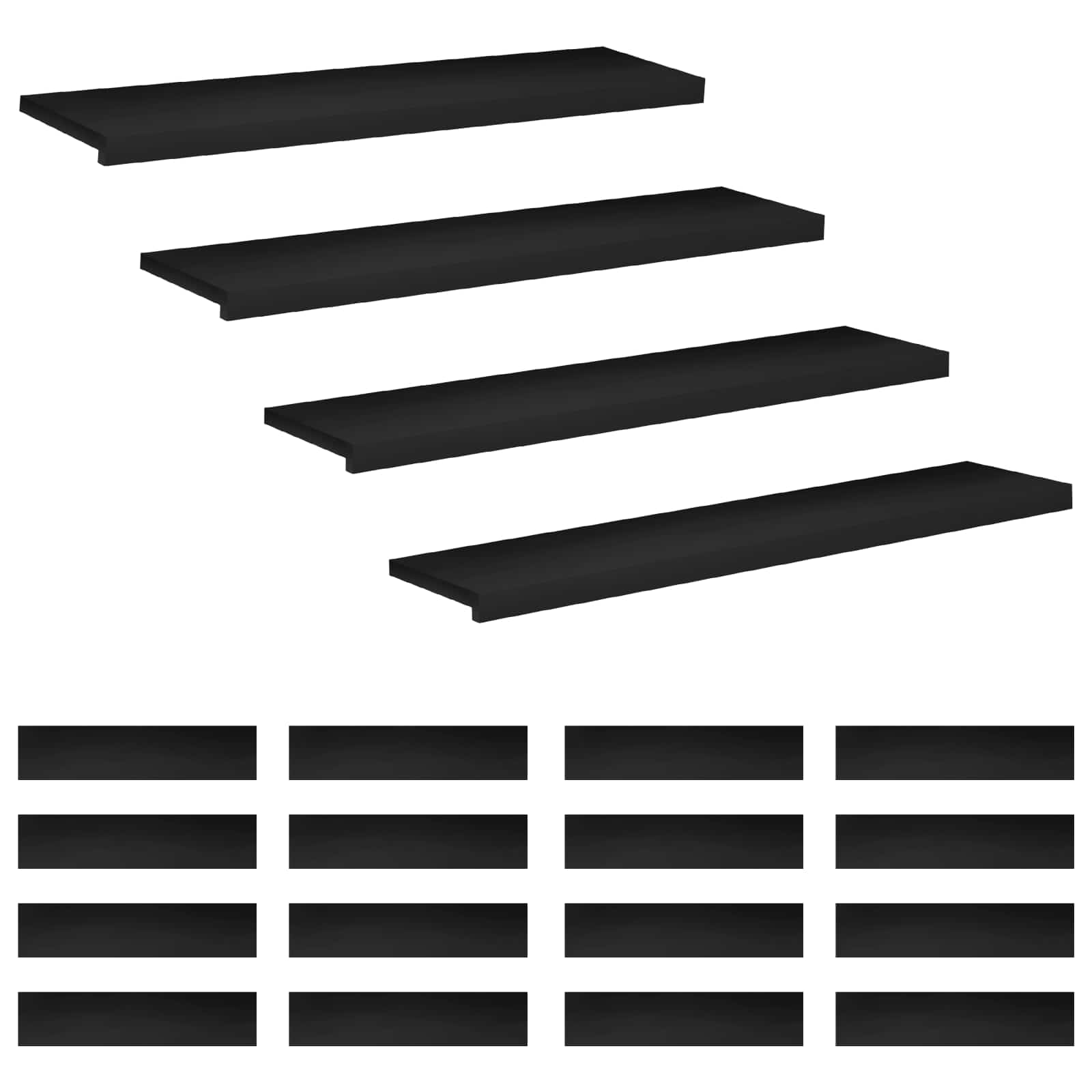 Tappeti per scale 20 pz 110 x 30 x 2 cm Nero