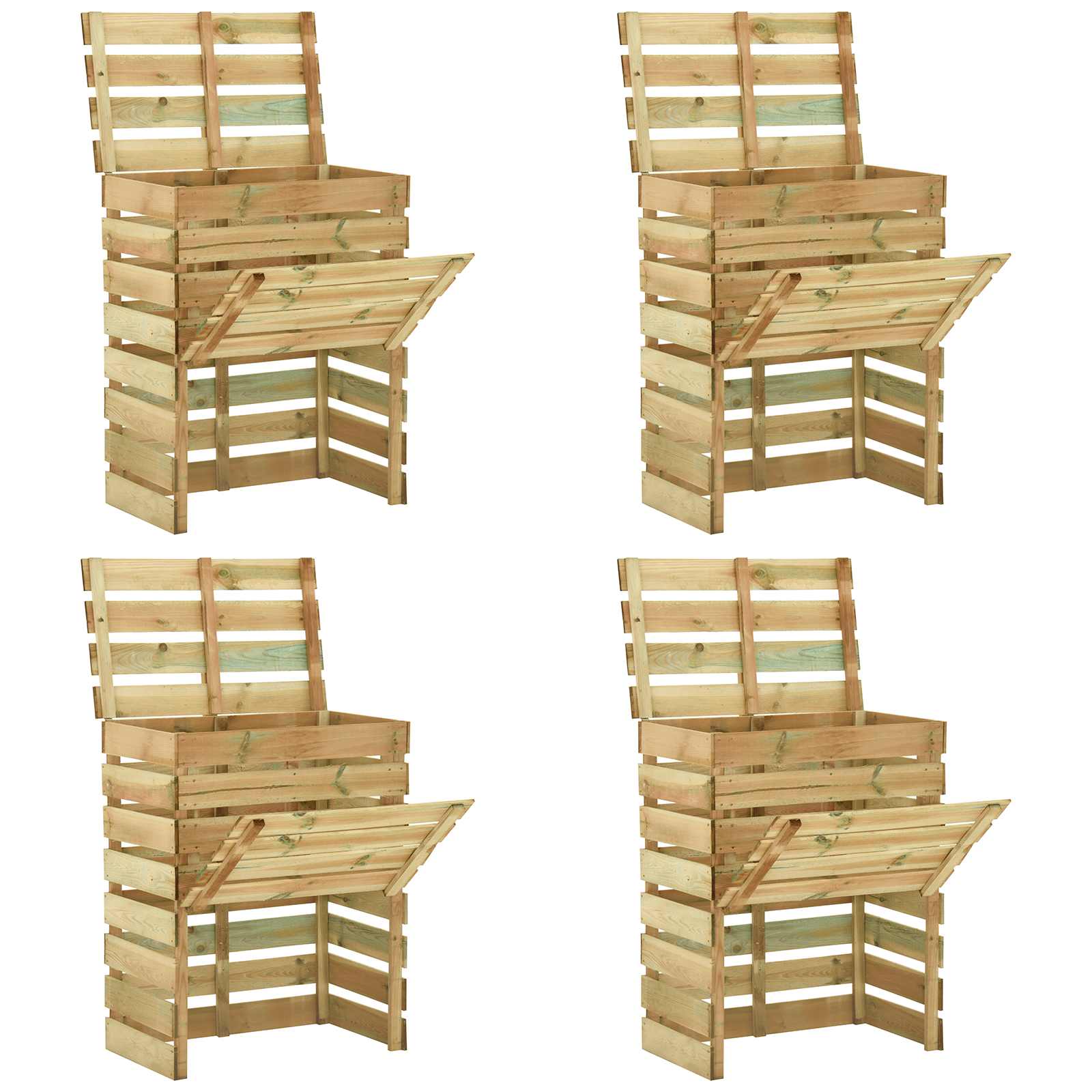 Compostiera da giardino a listelli 4 pcs Verde