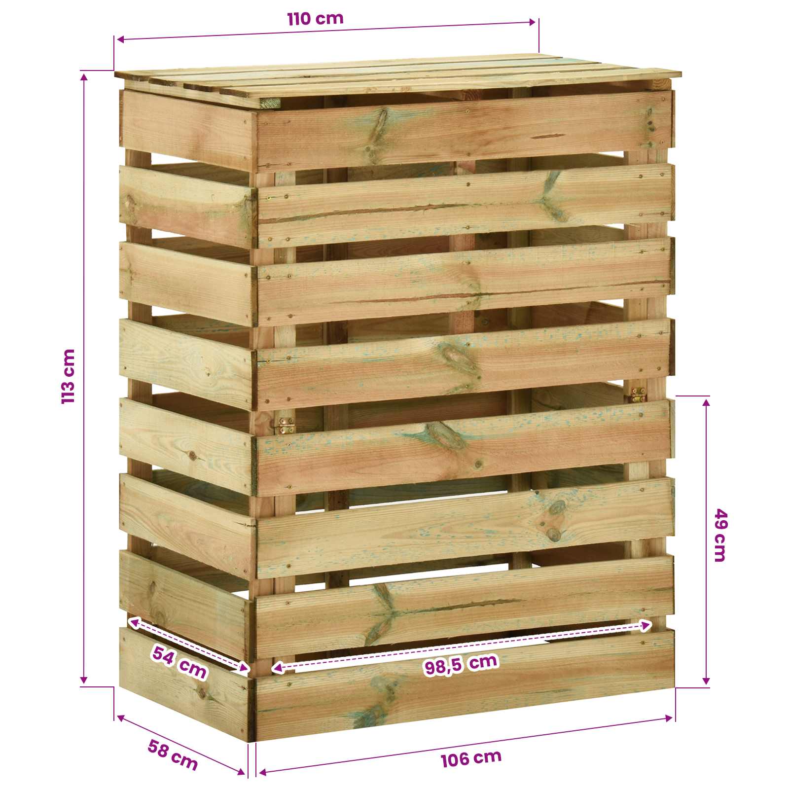 Compostiera da giardino a listelli 4 pcs Verde