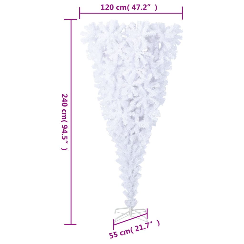 Albero di Natale Artificiale Capovolto con Base Bianco 240 cm