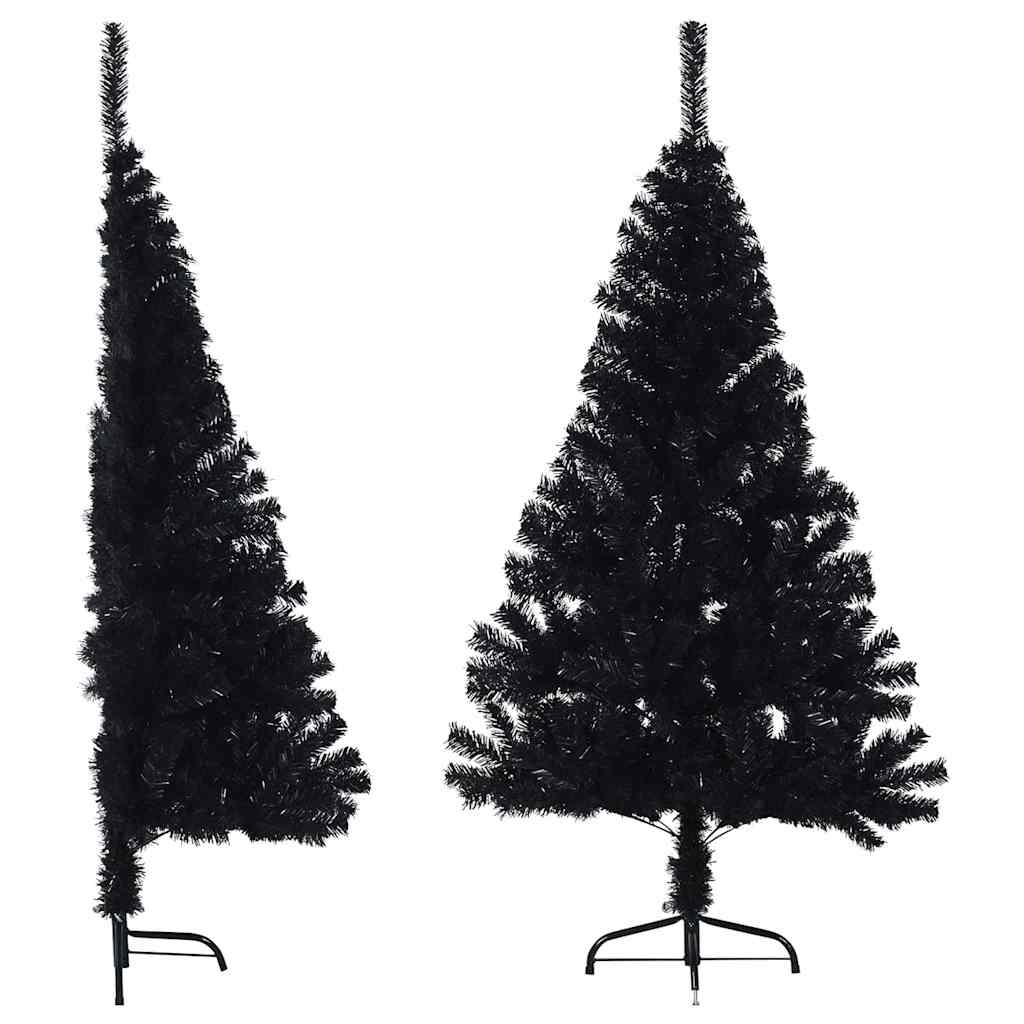 Albero di Natale Artificiale a Metà con Base Nero 120 cm PVC