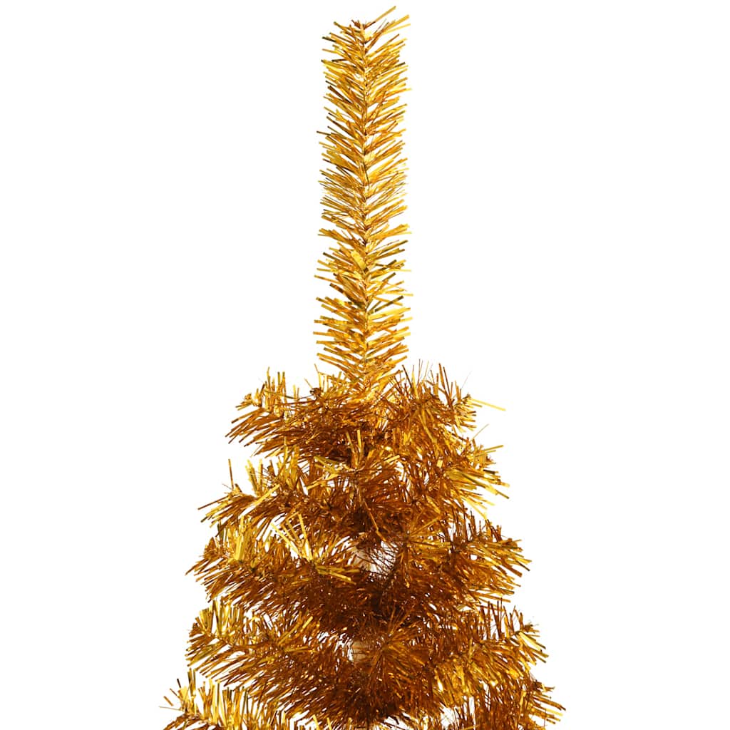 Albero di Natale Artificiale a Metà con Supporto Oro 150 cm PET