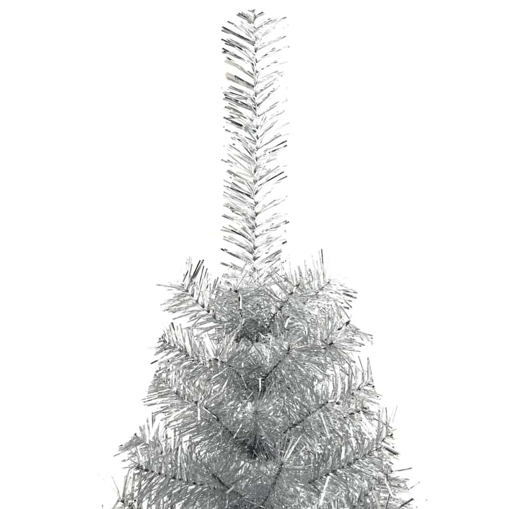 Albero di Natale a Metà con Supporto Argento 180 cm PET