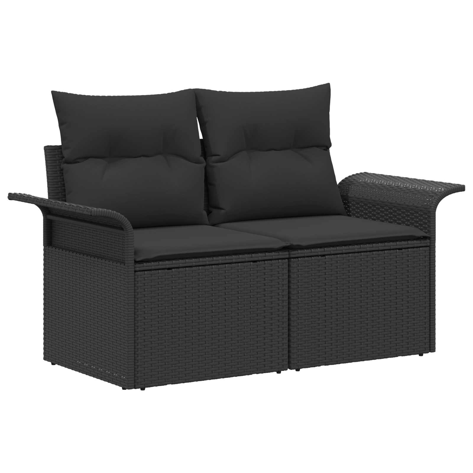 Set di divani 6 pz 4 posto Nero Rattan sintetico e Acciaio