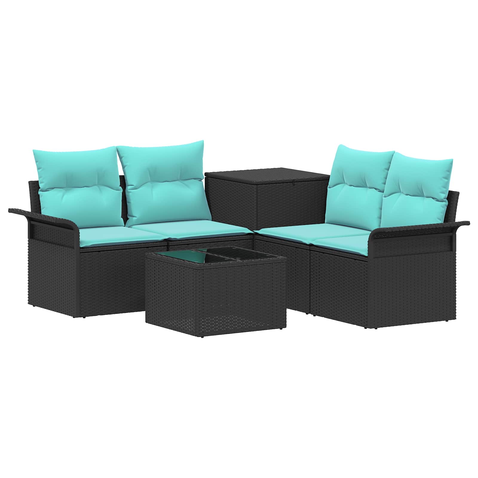 Set di divani 6 pz 4 posto Nero e Blu