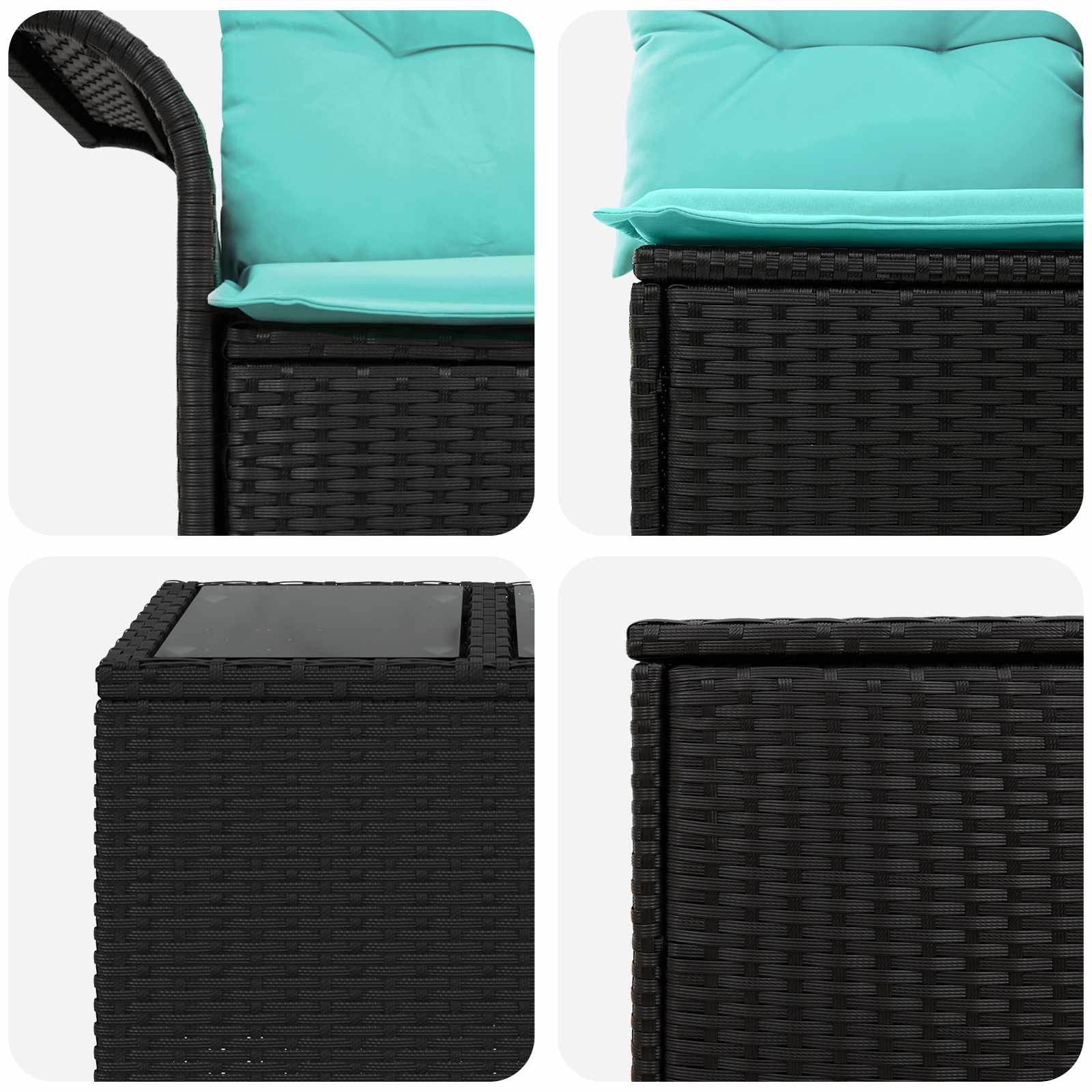 Set di divani 6 pz 4 posto Nero e Blu