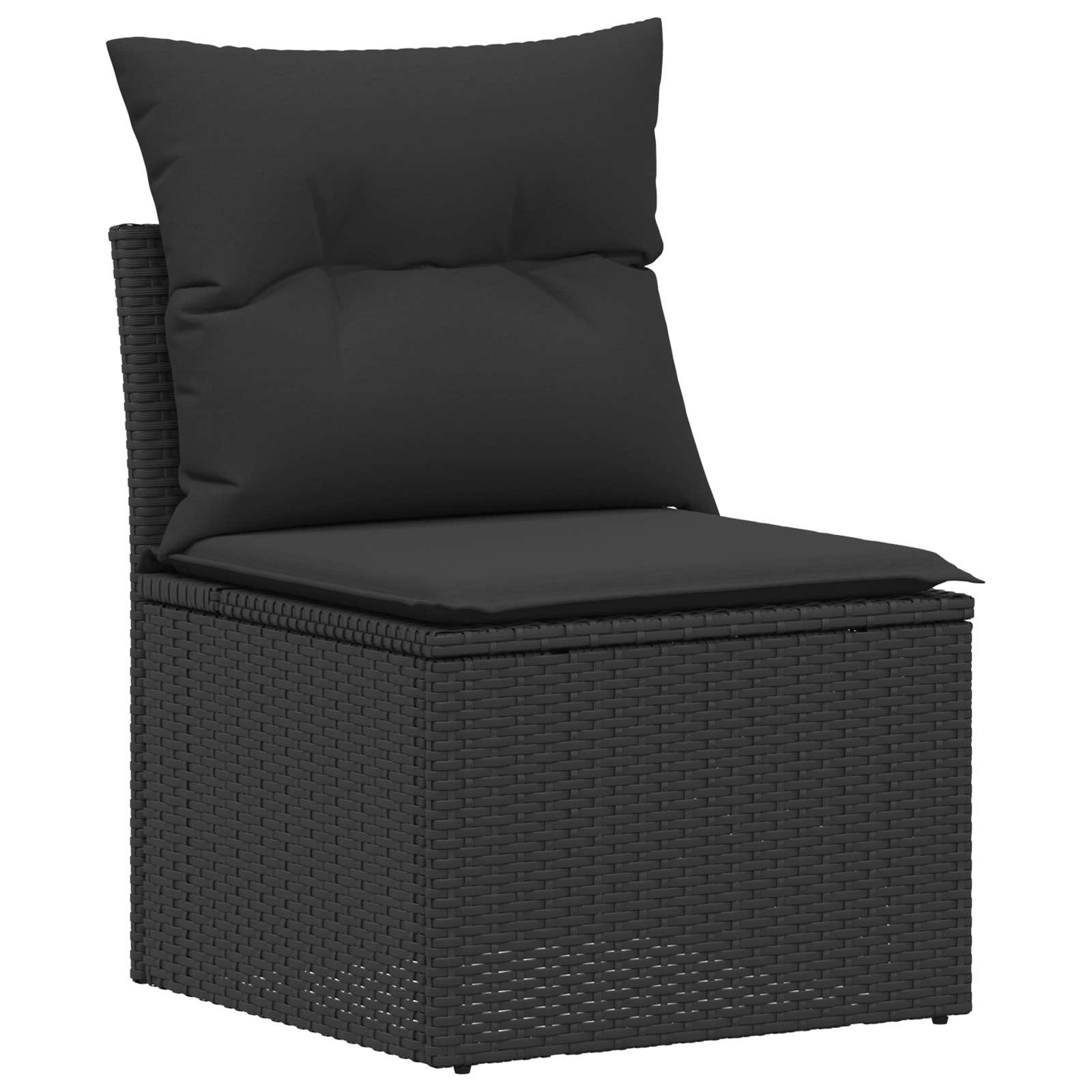 Set di divani 6 pz 4 posto Nero Rattan sintetico e Acciaio