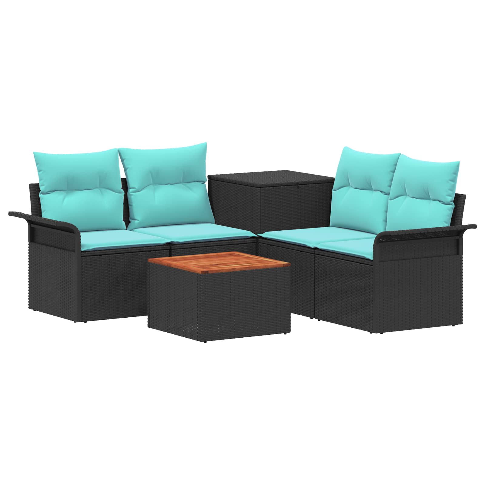 Set di divani 6 pz 4 posto Nero e Blu