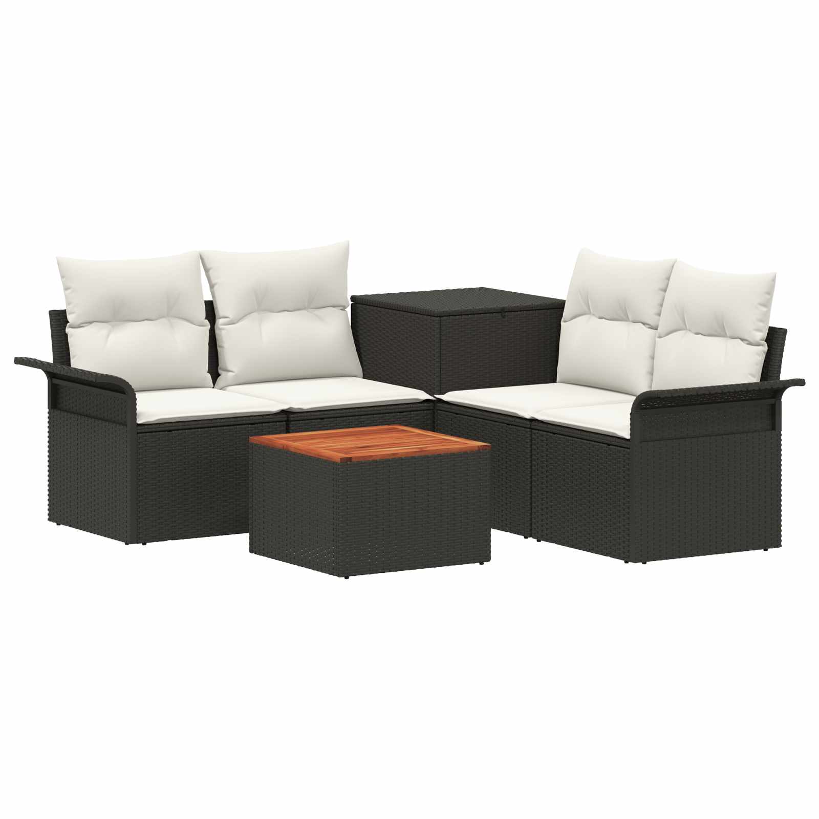 Set di divani 6 pz 4 posto Nero e Bianco Crema
