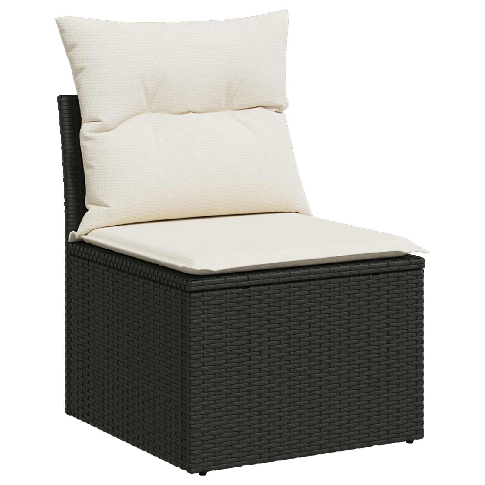 Set di divani 6 pz 4 posto Nero e Bianco Crema