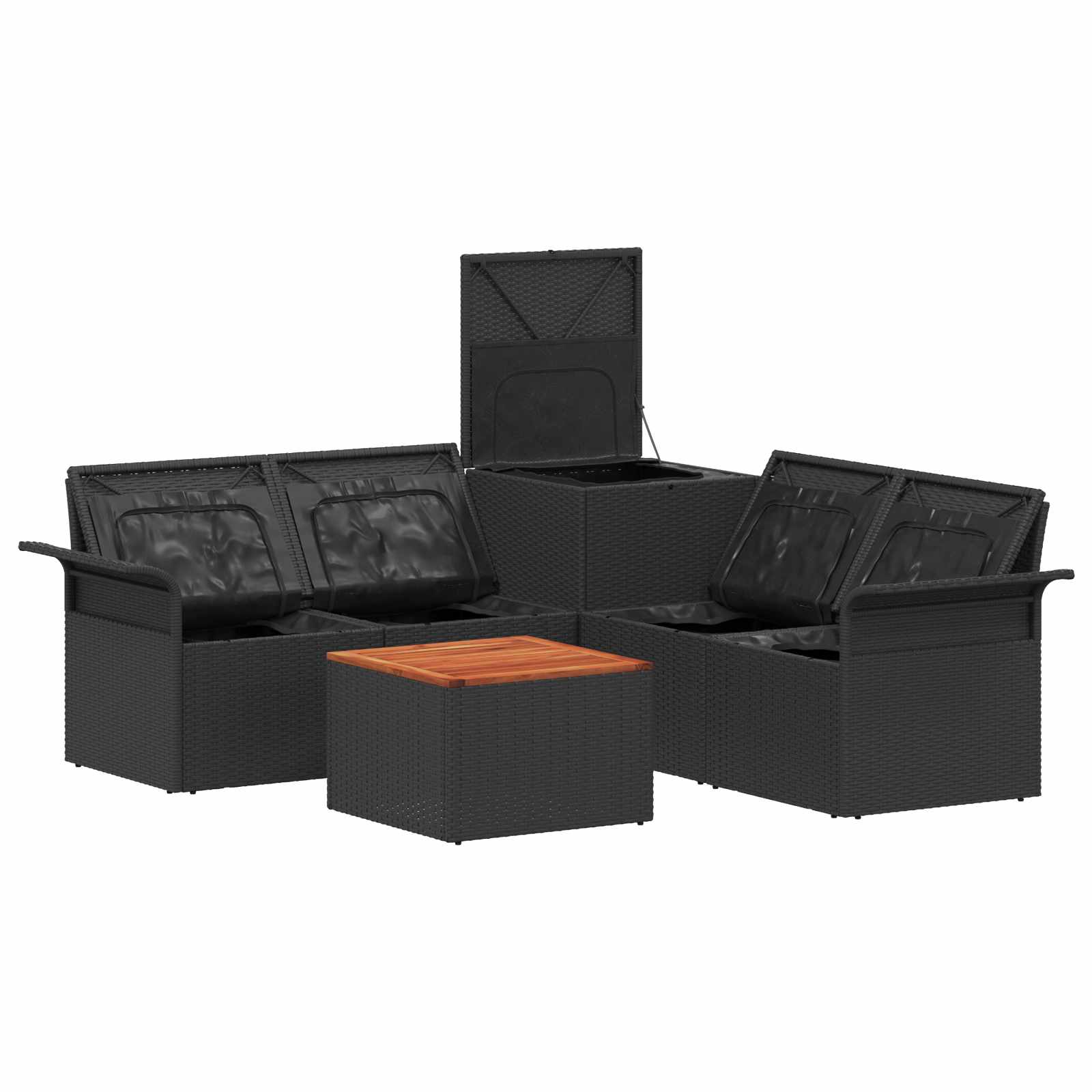 Set di divani 6 pz 4 posto Nero e Blu