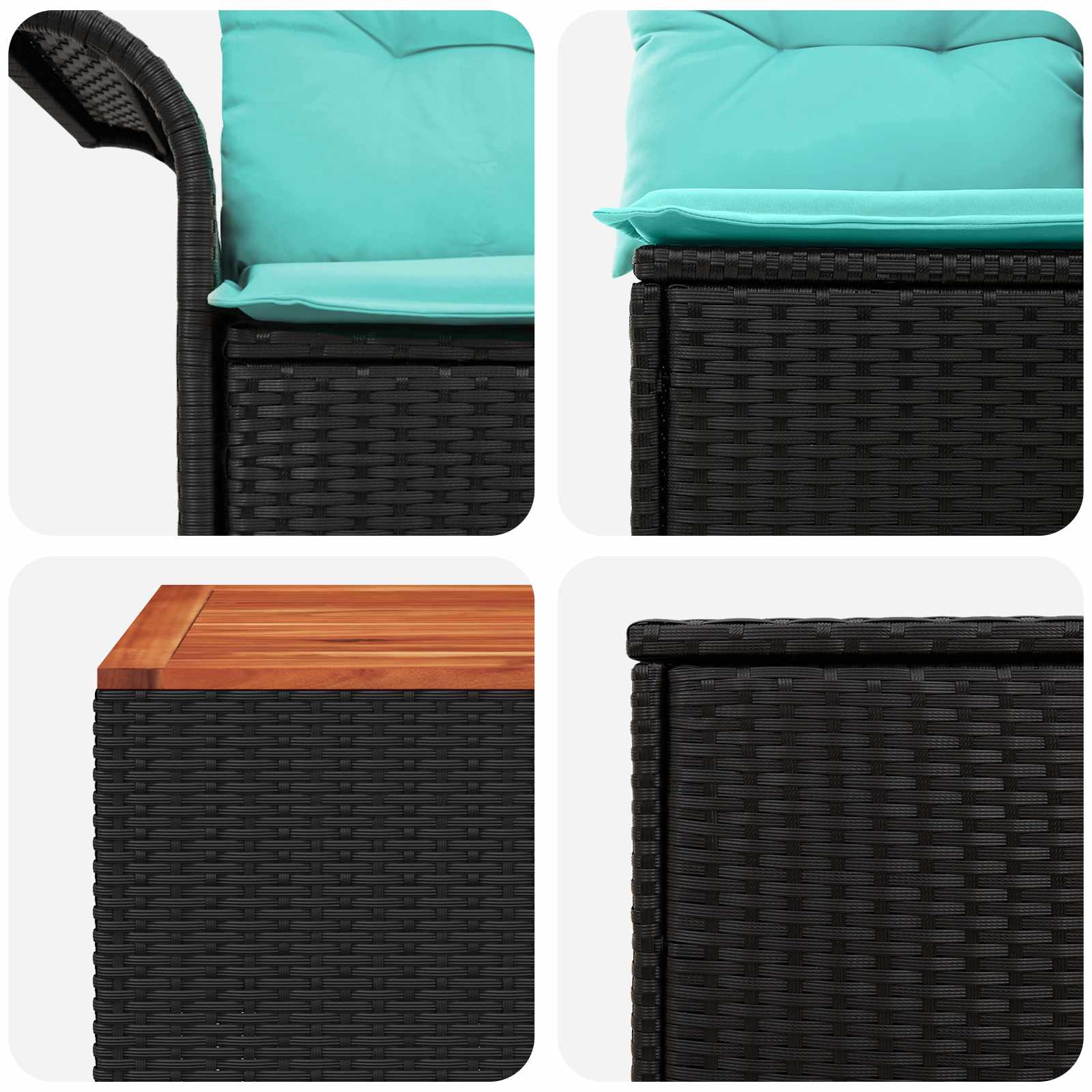 Set di divani 6 pz 4 posto Nero e Blu