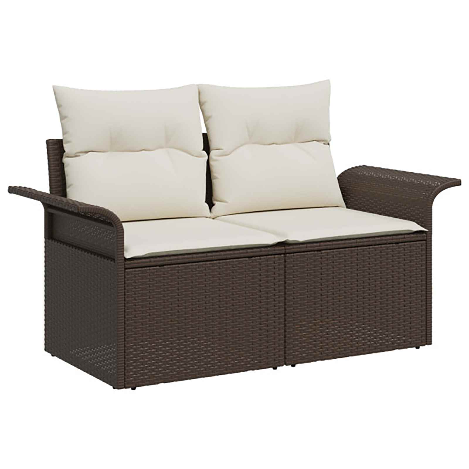 Set di divani 6 pz 4 posto Marrone e Bianco Crema