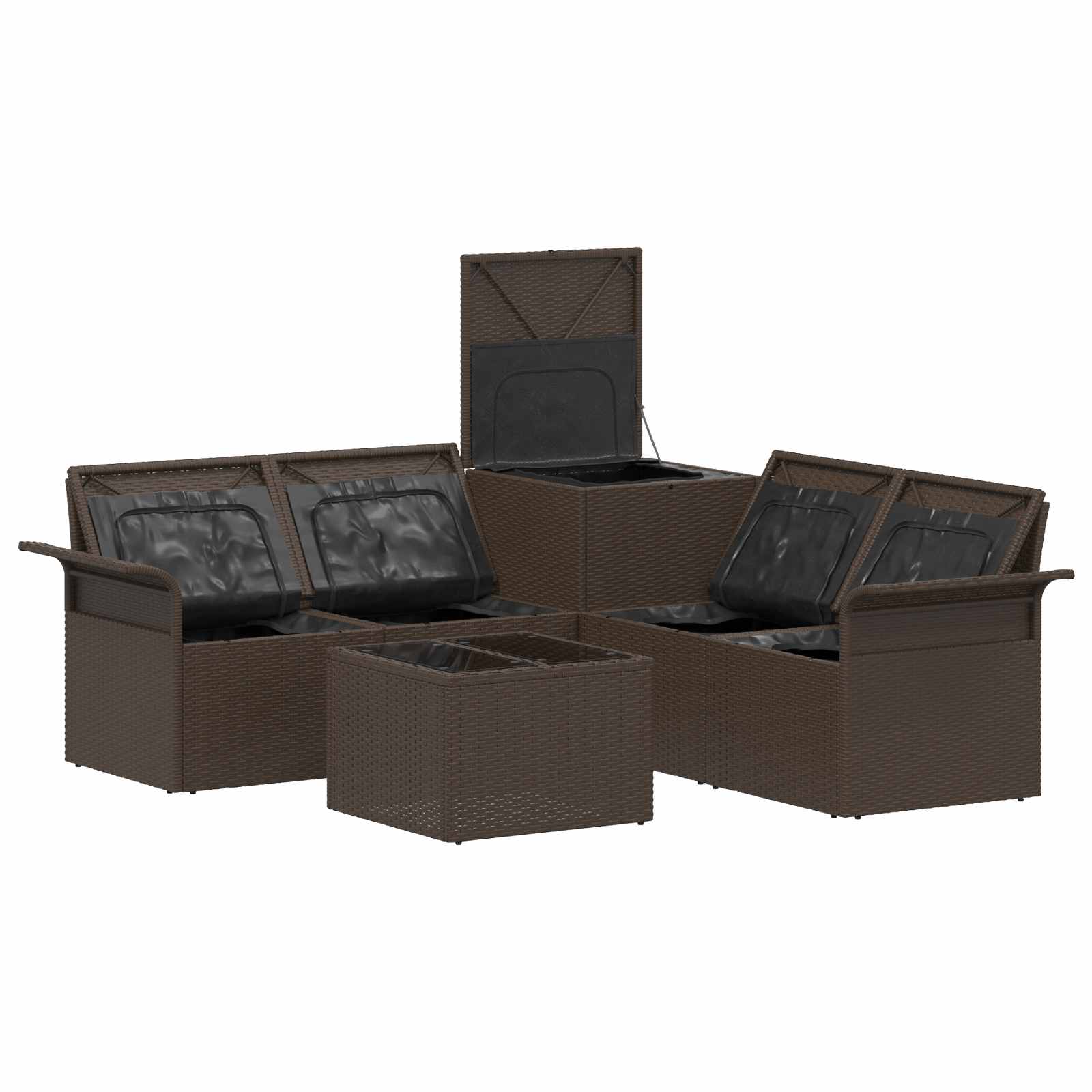 Set di divani 6 pz 4 posto Marrone e Bianco Crema