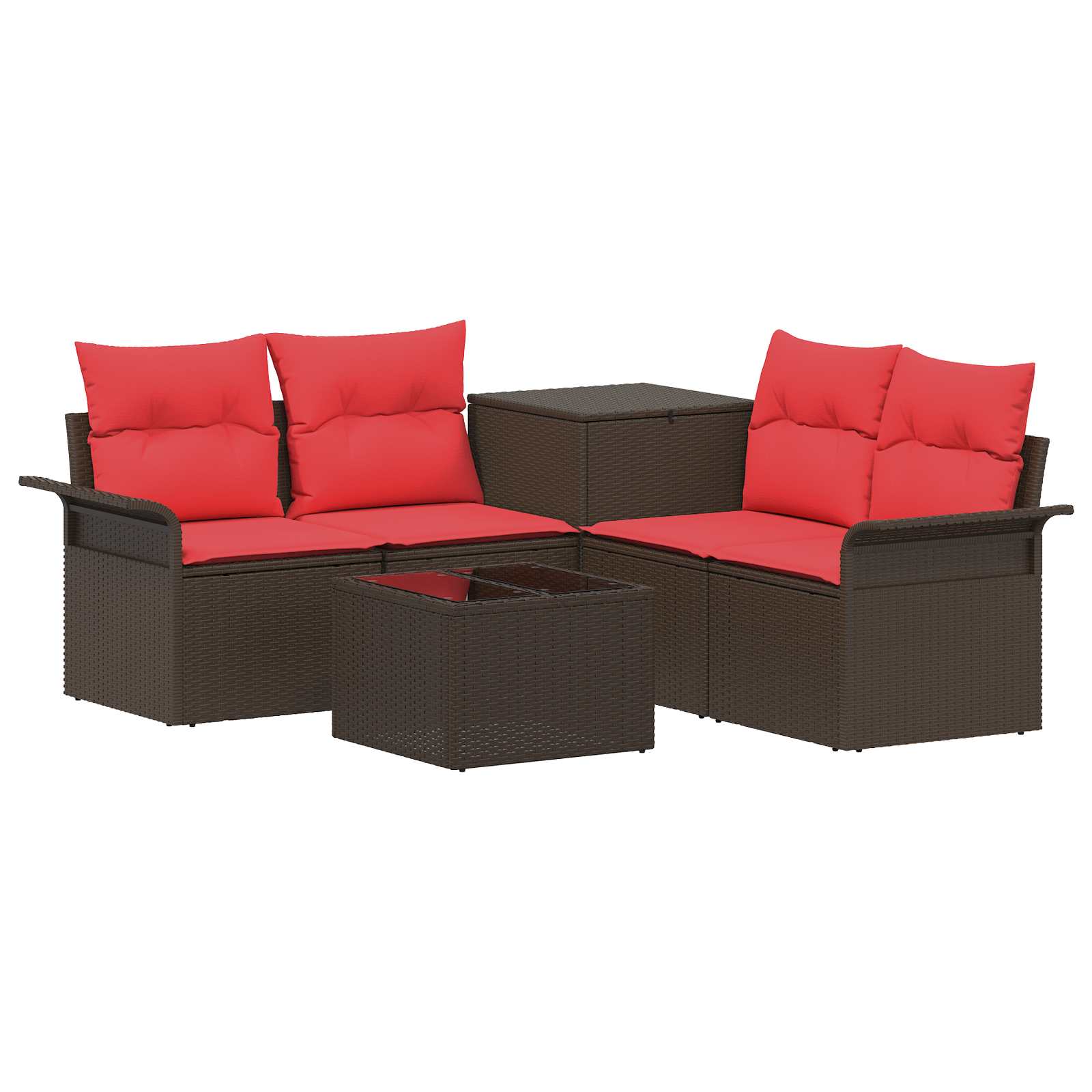 Set di divani 6 pz 4 posto Marrone e Rosso