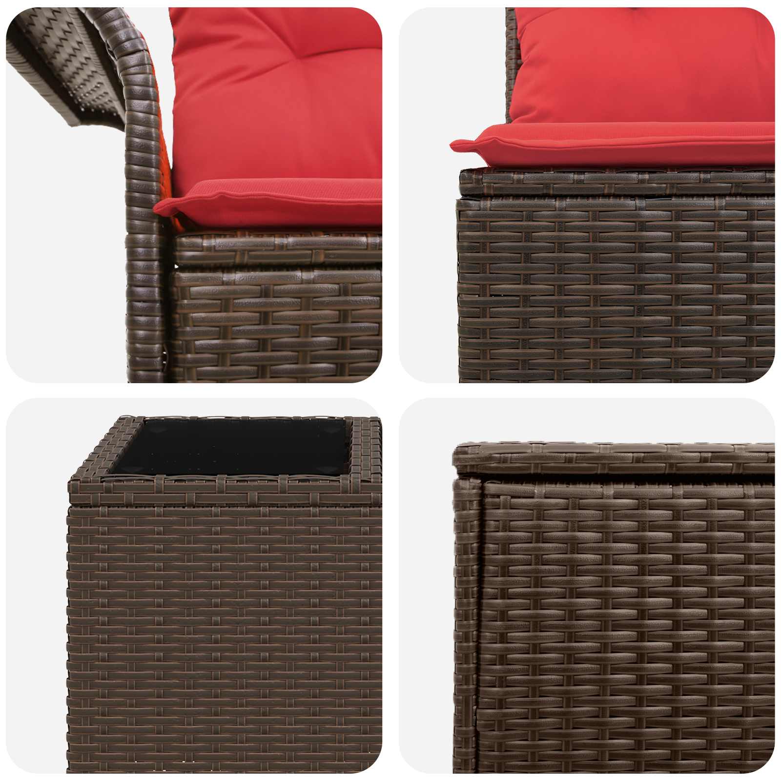 Set di divani 6 pz 4 posto Marrone e Rosso