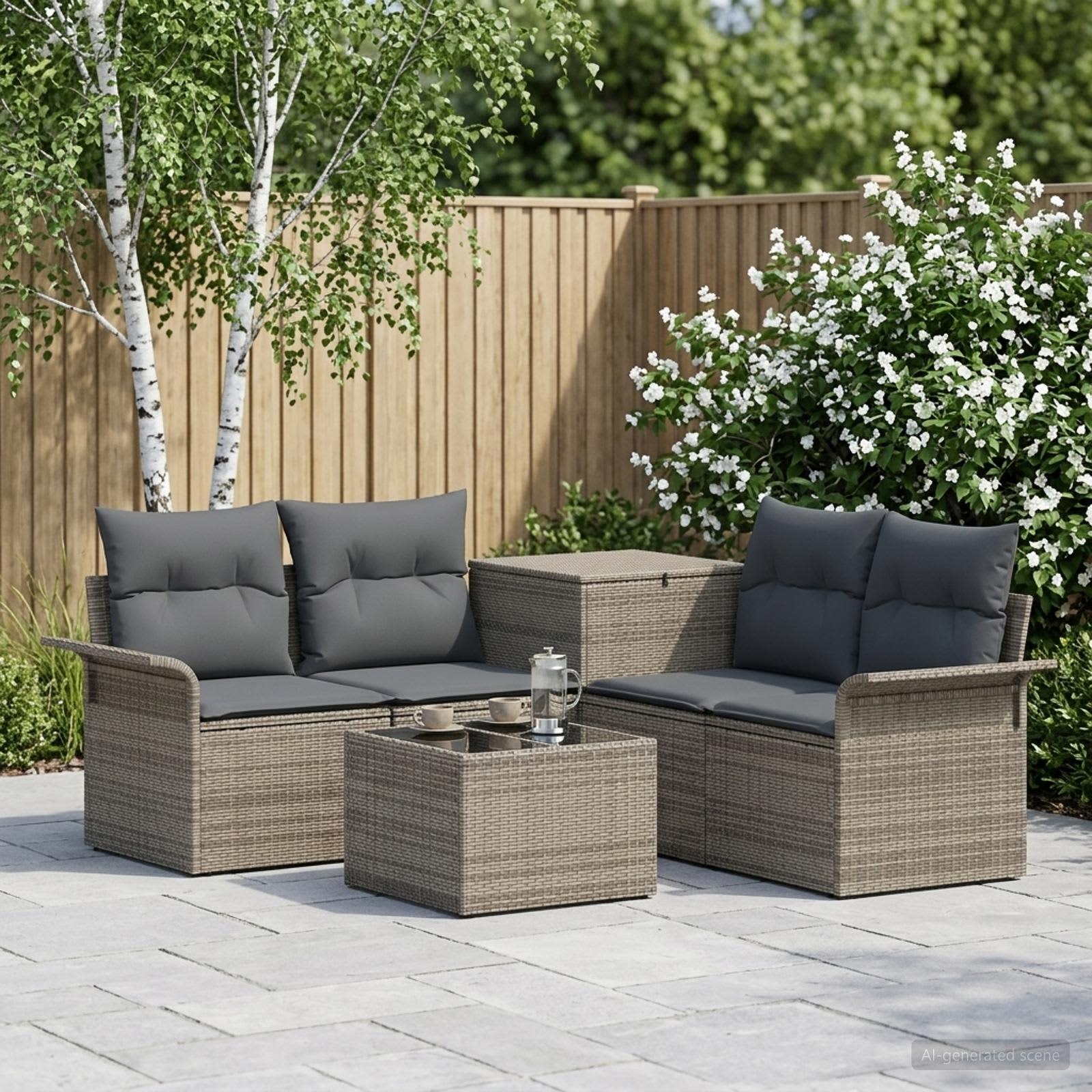 Set di divani 6 pz 4 posto Grigio e Grigio Scuro