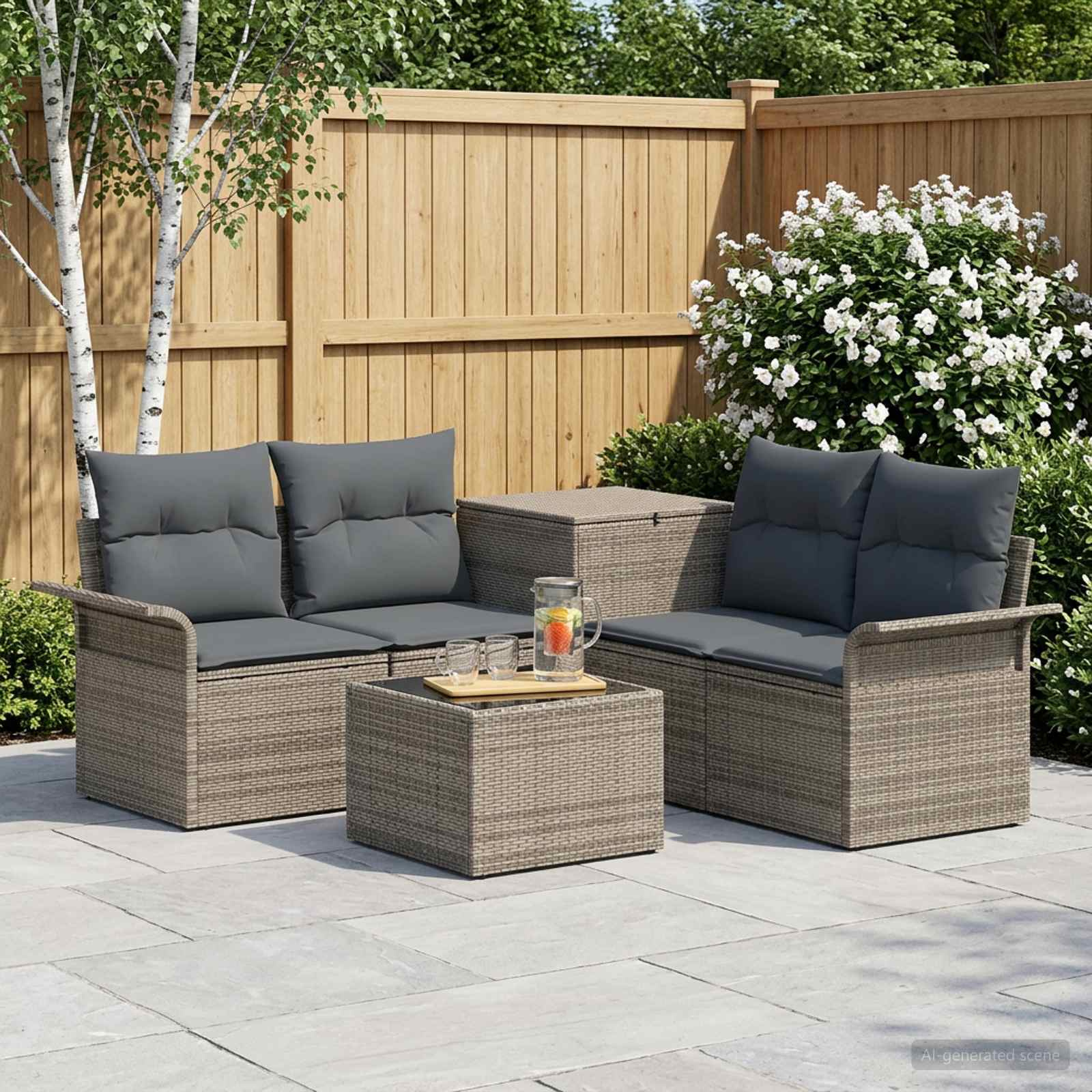 Set di divani 6 pz 4 posto Grigio e Grigio Scuro