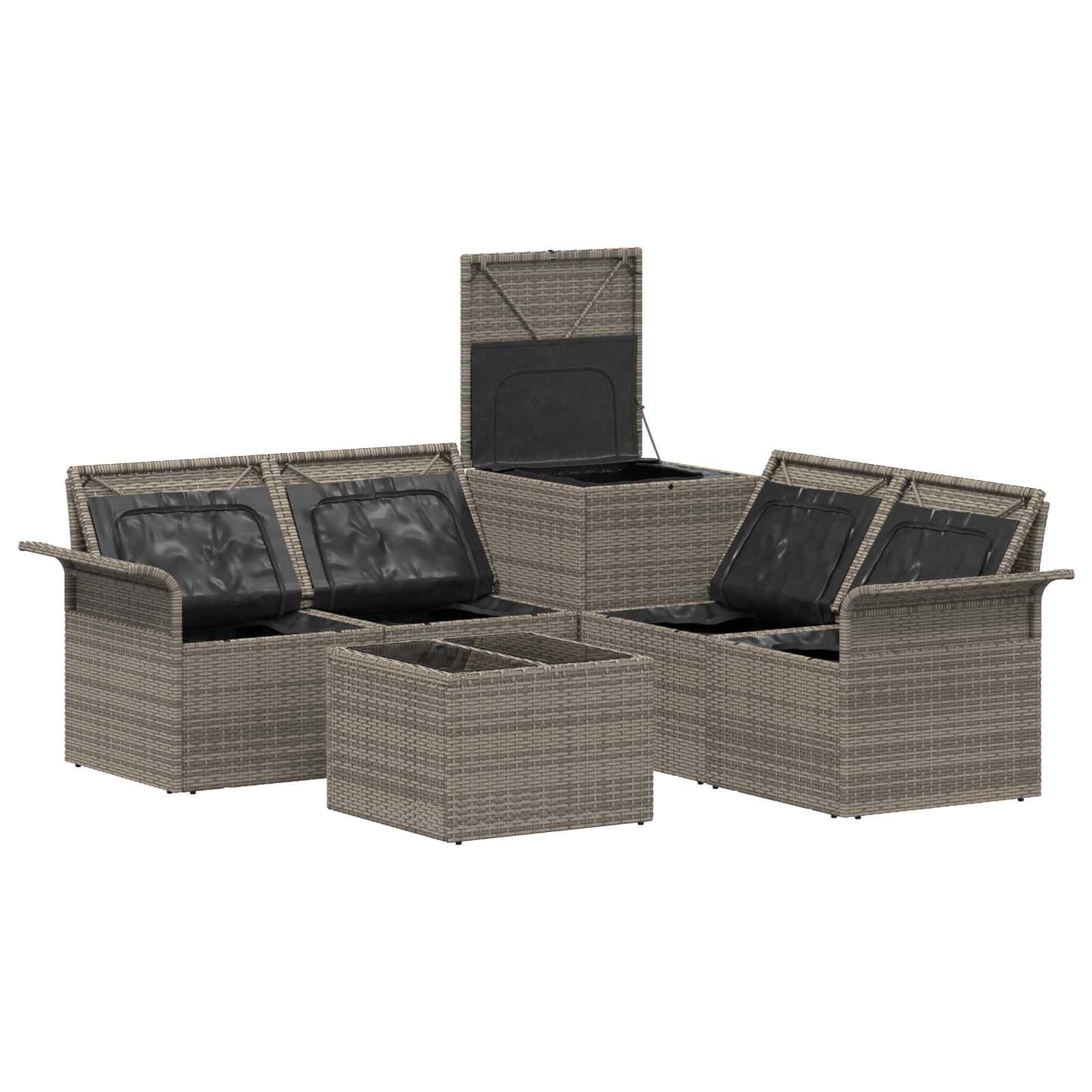 Set di divani 6 pz 4 posto Grigio e Blu Navy