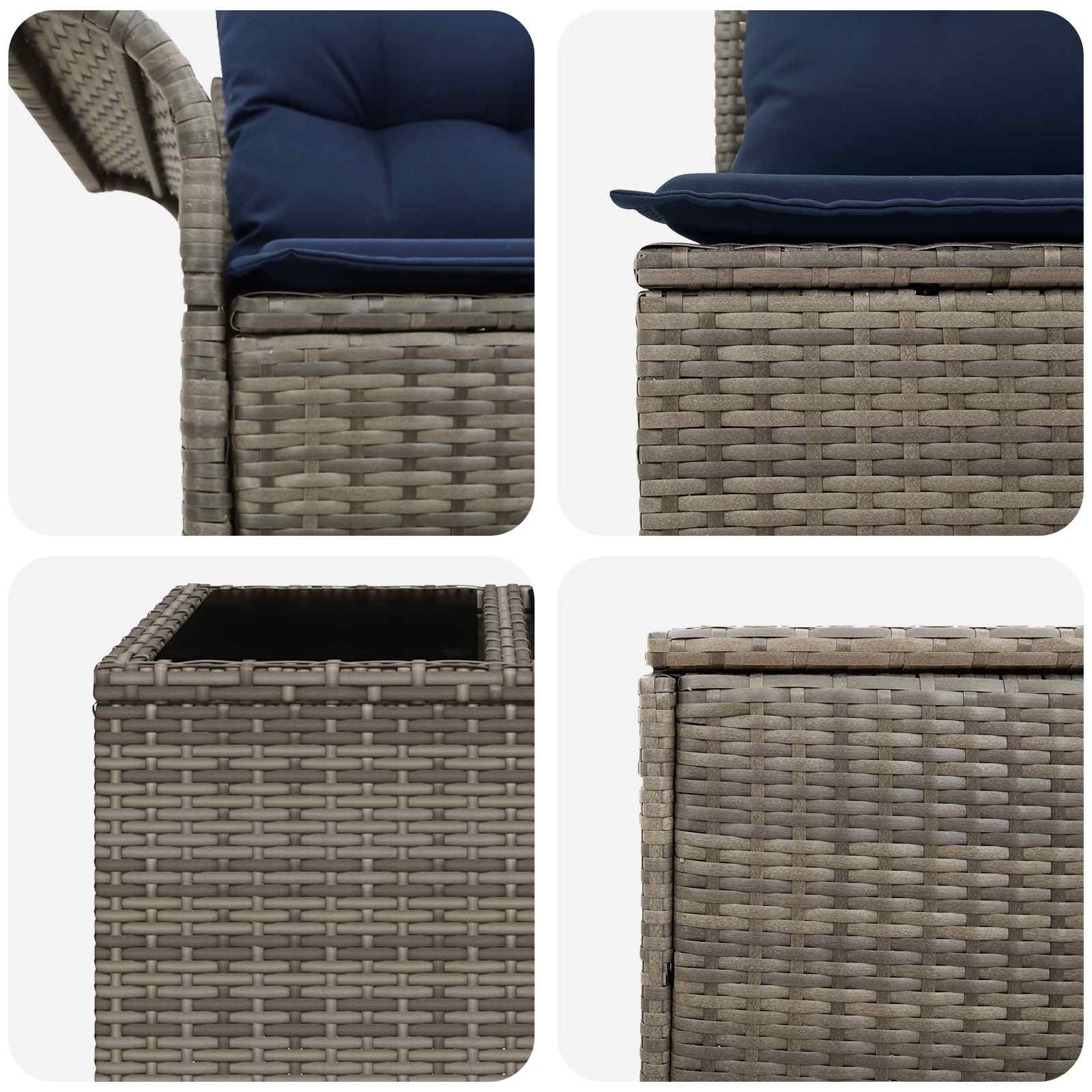 Set di divani 6 pz 4 posto Grigio e Blu Navy