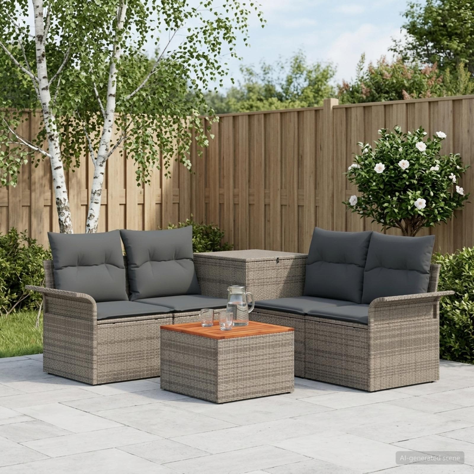 Set di divani 6 pz 4 posto Grigio e Grigio Scuro