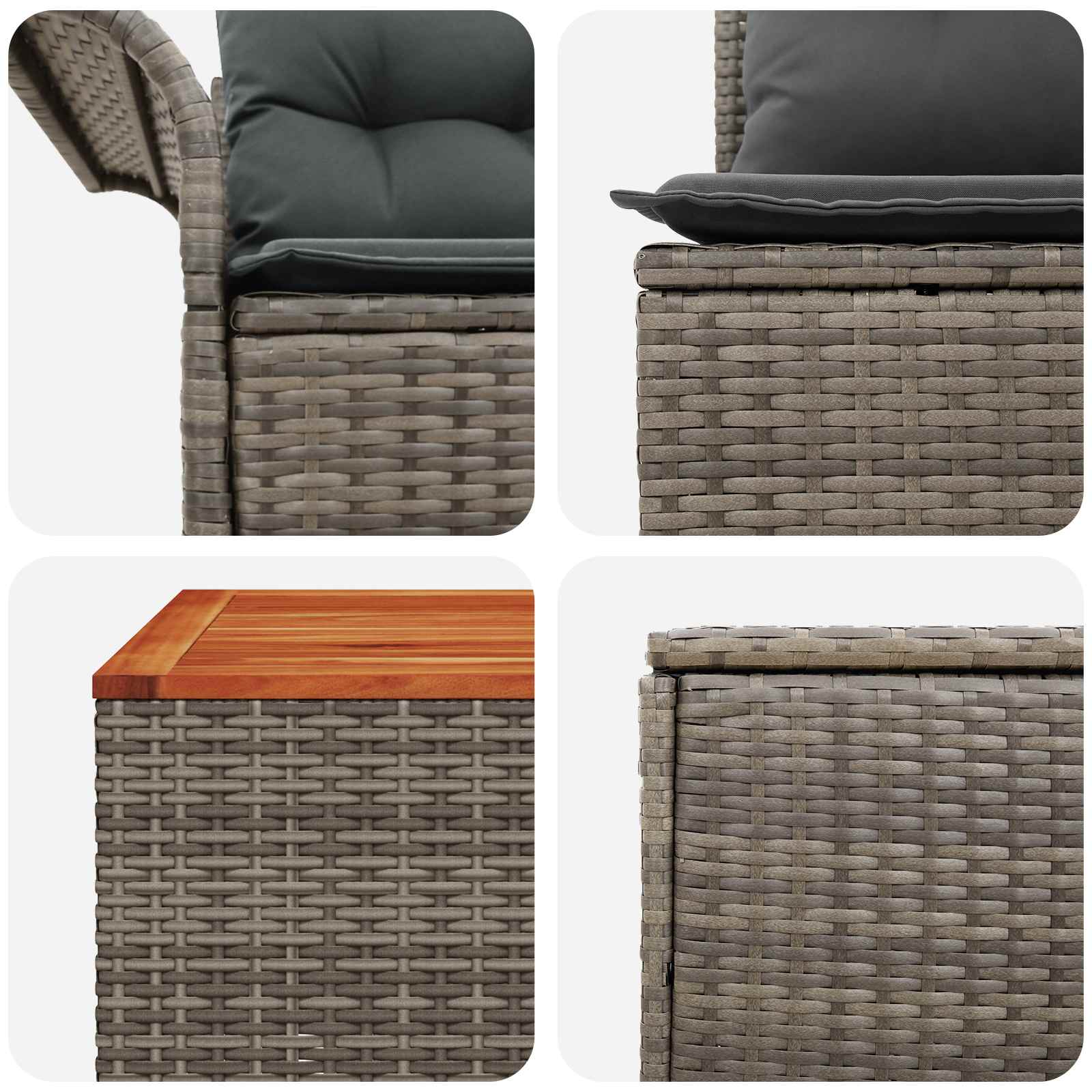 Set di divani 6 pz 4 posto Grigio e Grigio Scuro