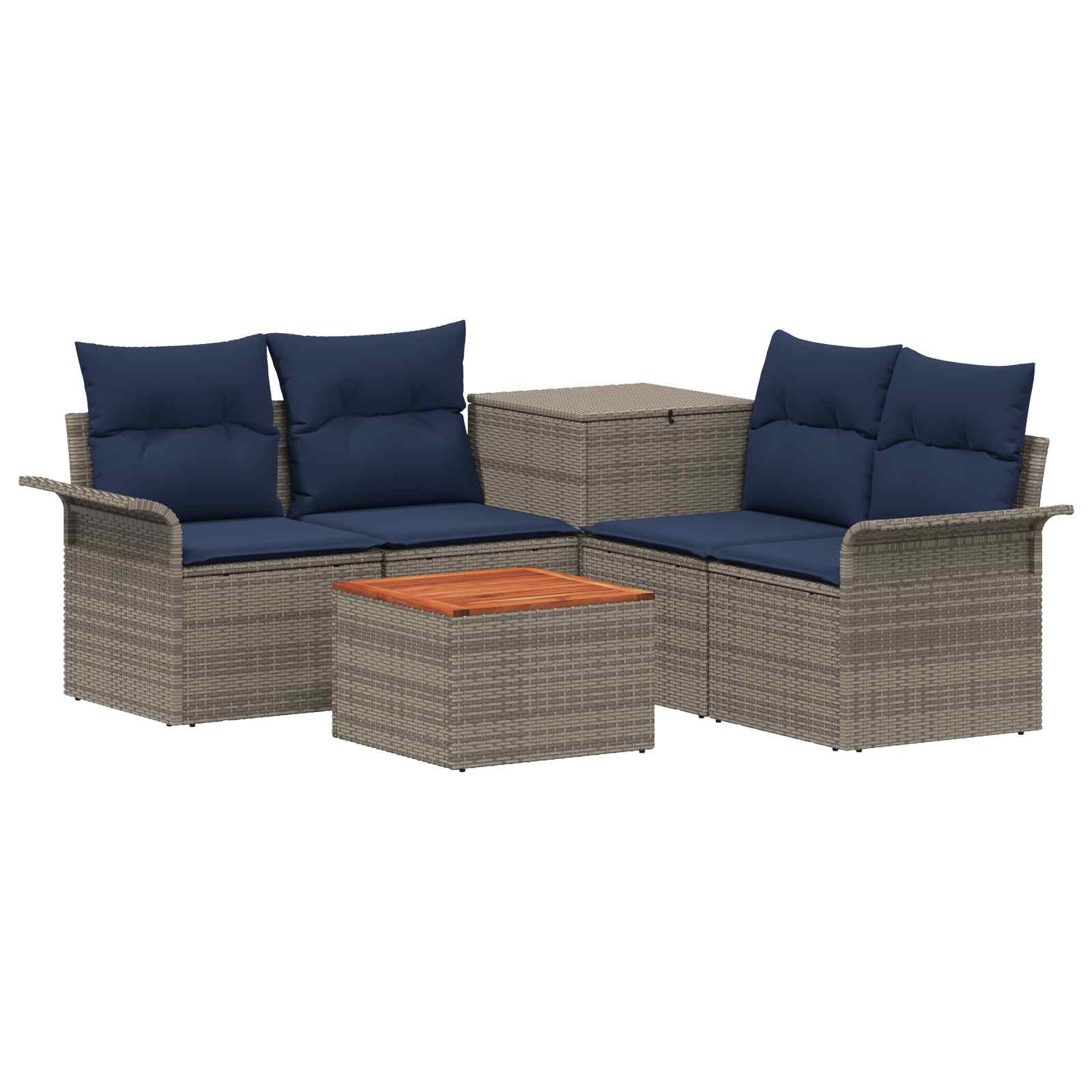 Set di divani 6 pz 4 posto Grigio e Blu Navy