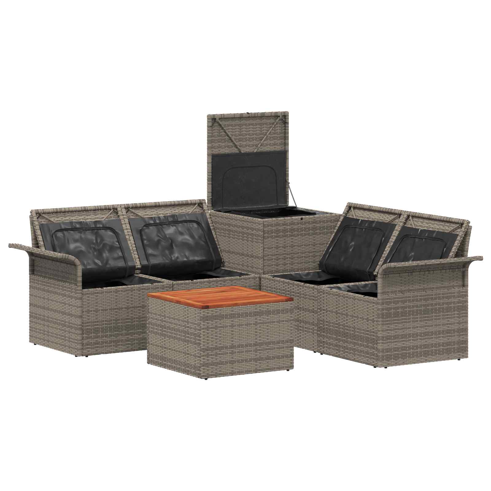 Set di divani 6 pz 4 posto Grigio e Blu Navy