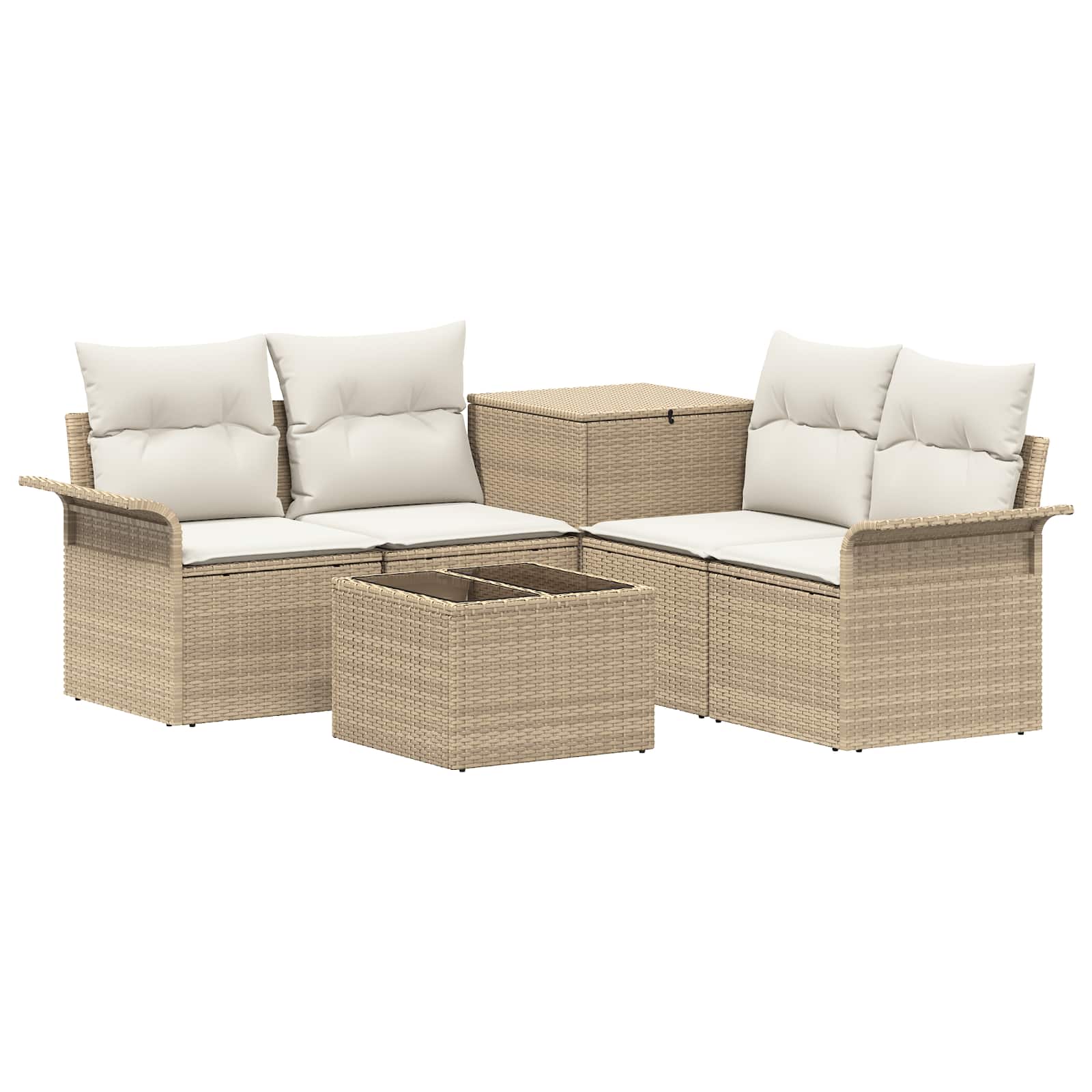 Set di divani 6 pz 4 posto Beige e Bianco Crema