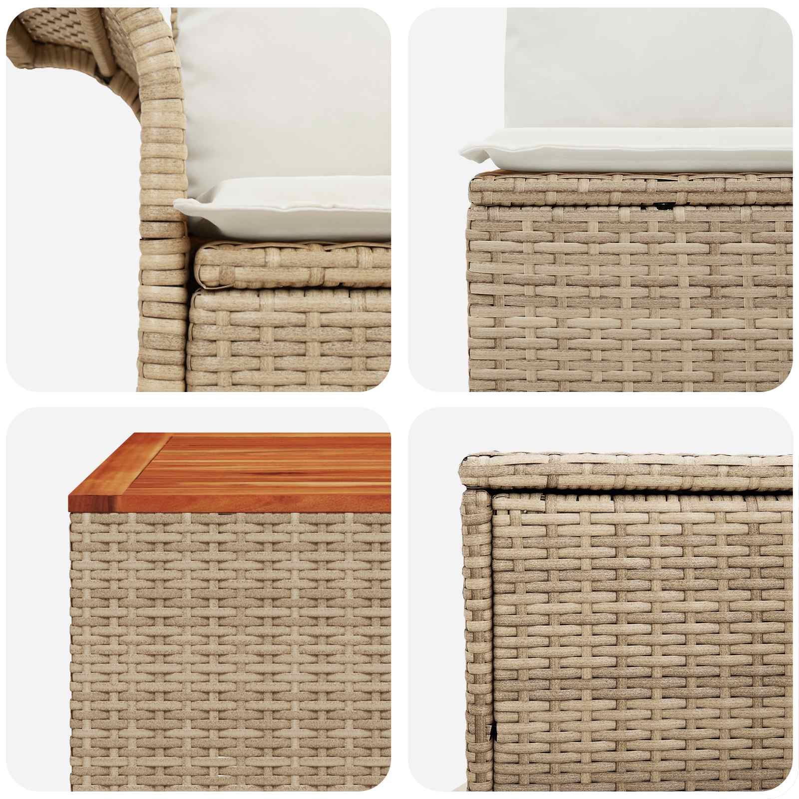 Set di divani 6 pz 4 posto Beige e Bianco Crema