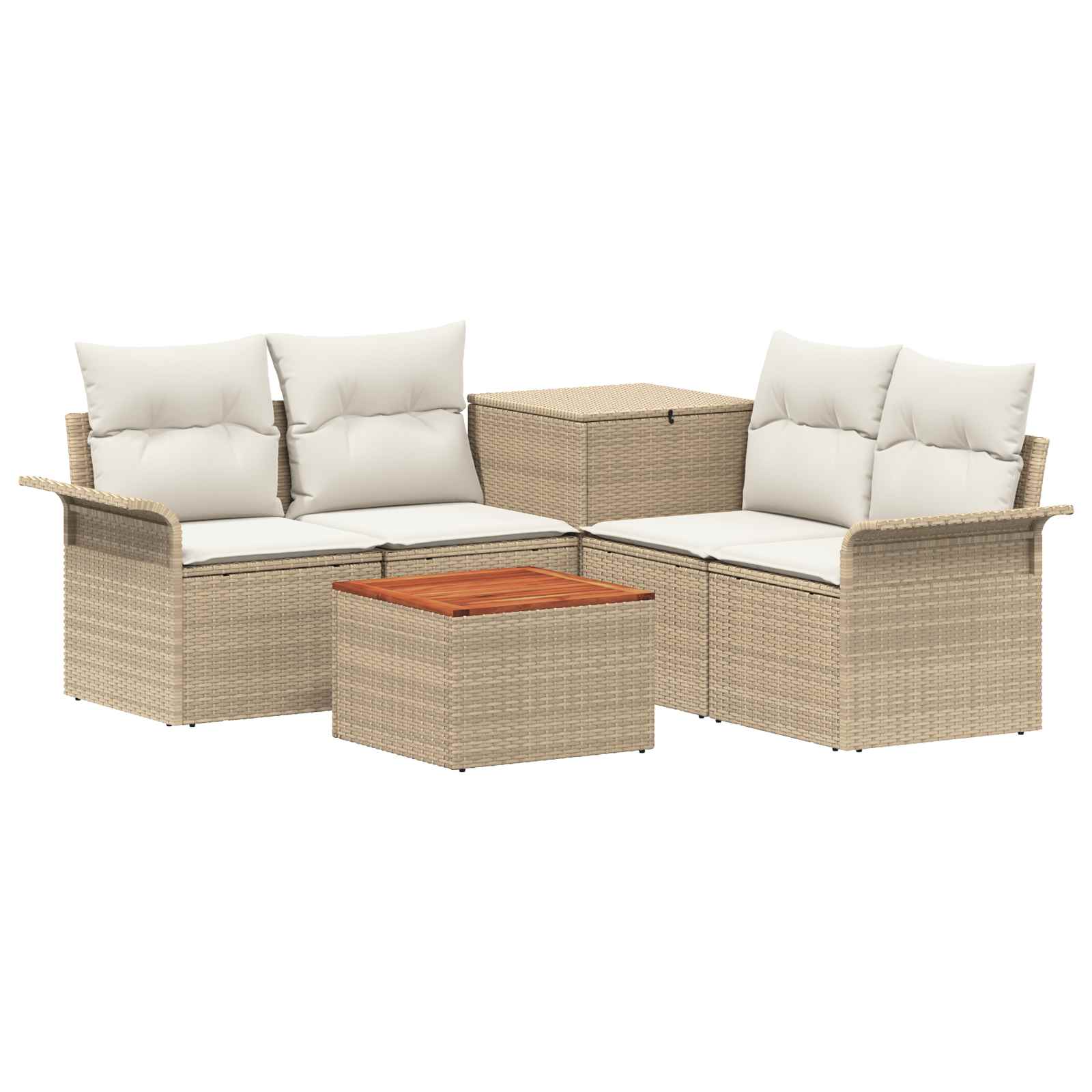 Set di divani 6 pz 4 posto Beige e Bianco Crema