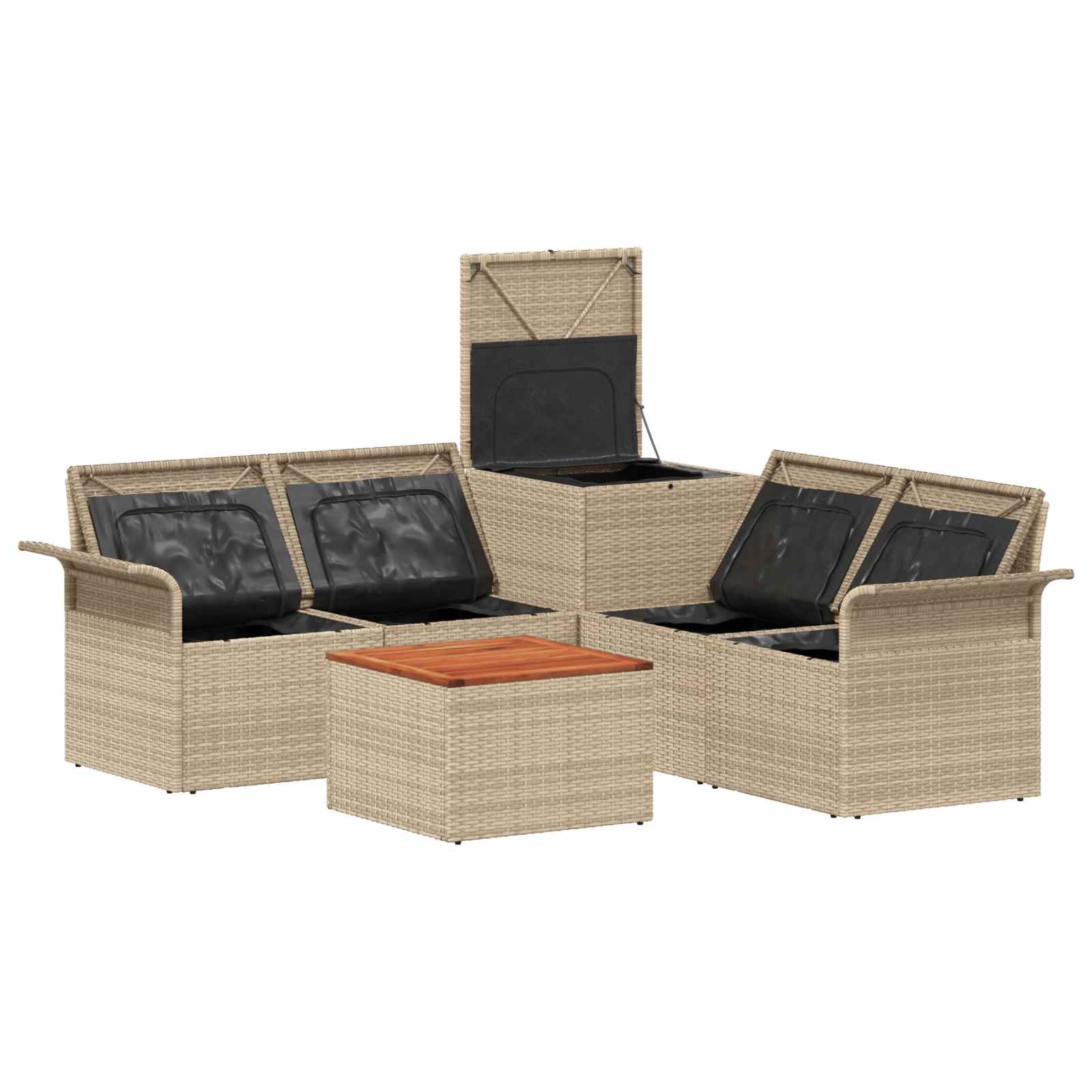 Set di divani 6 pz 4 posto Beige e Bianco Crema