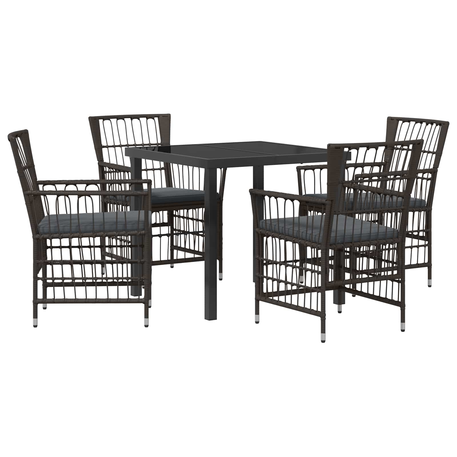 Set da pranzo per esterni 5 pz Nero polyrattan