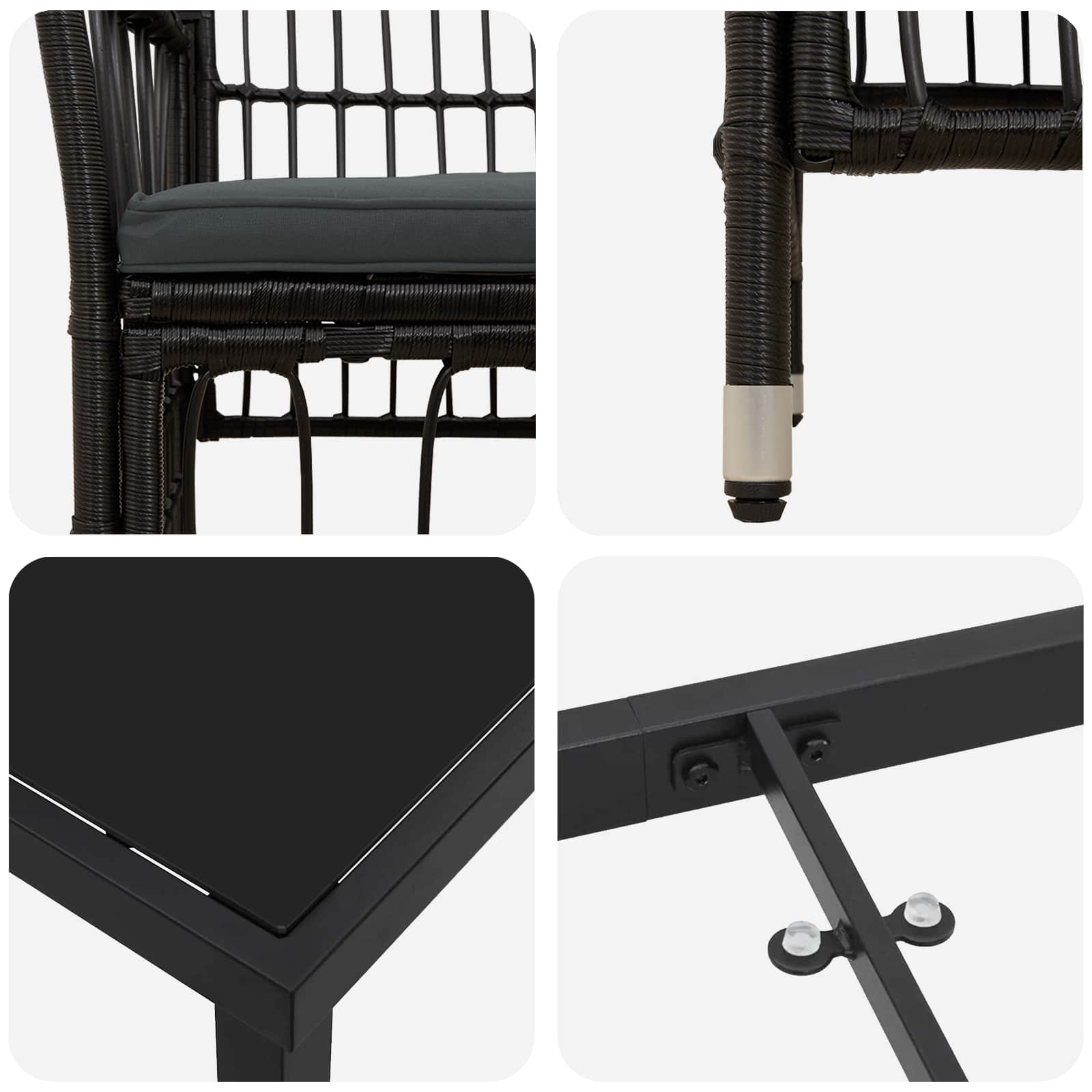 Set da pranzo per esterni 5 pz Nero polyrattan