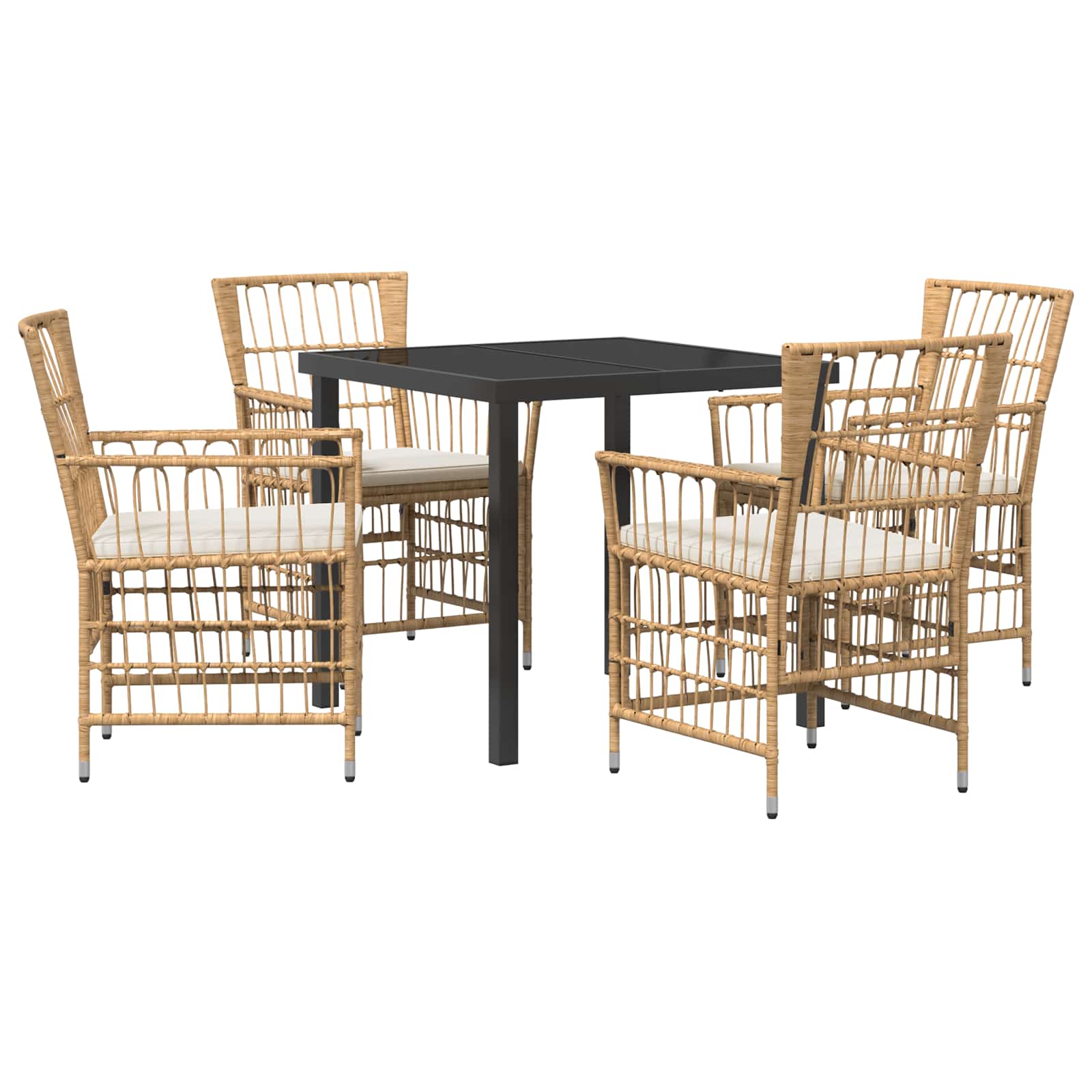 Set da pranzo per esterni 5 pz Naturale polyrattan