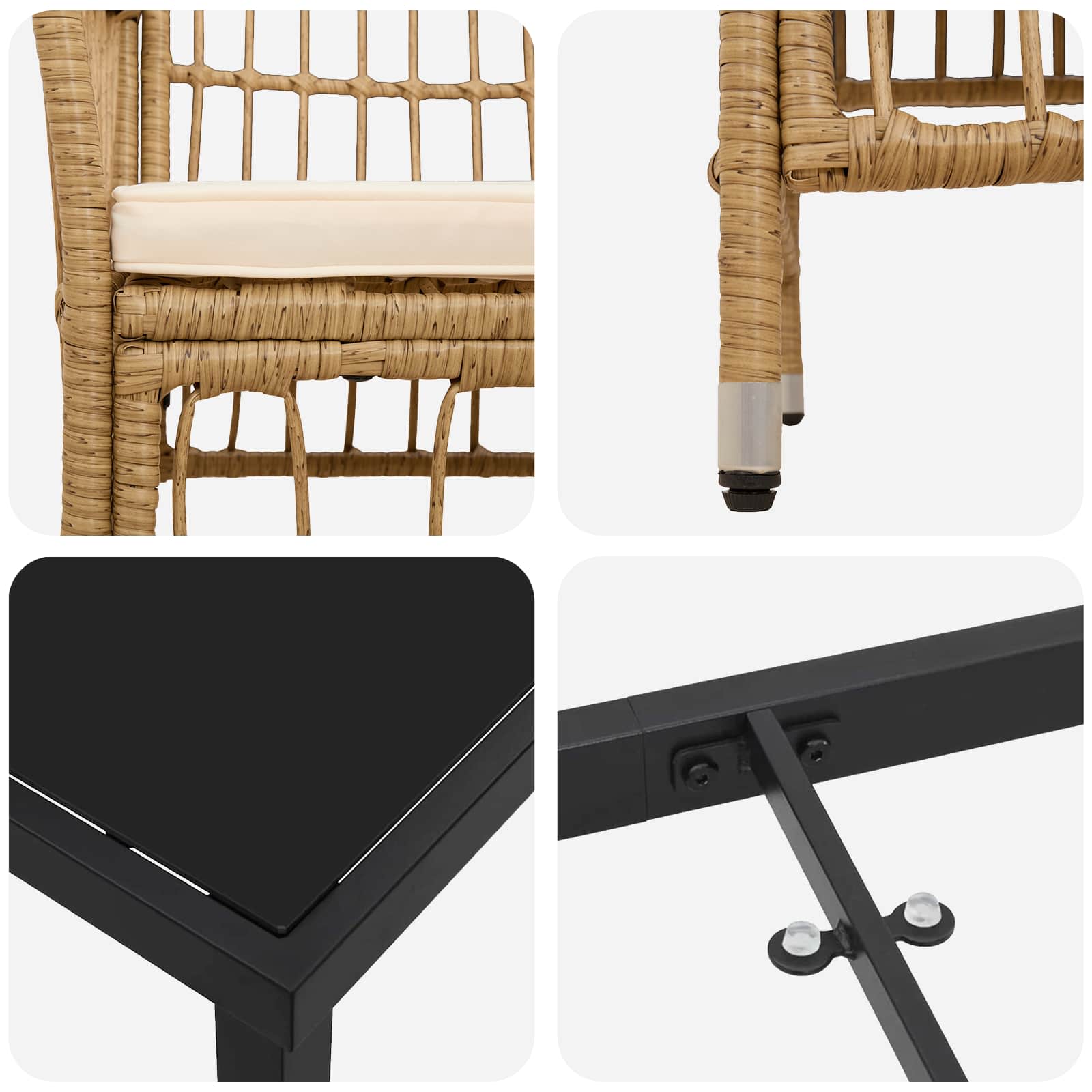Set da pranzo per esterni 5 pz Naturale polyrattan