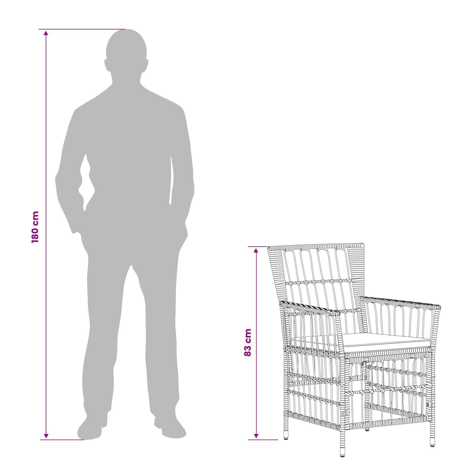 Set da pranzo per esterni 5 pz Naturale polyrattan