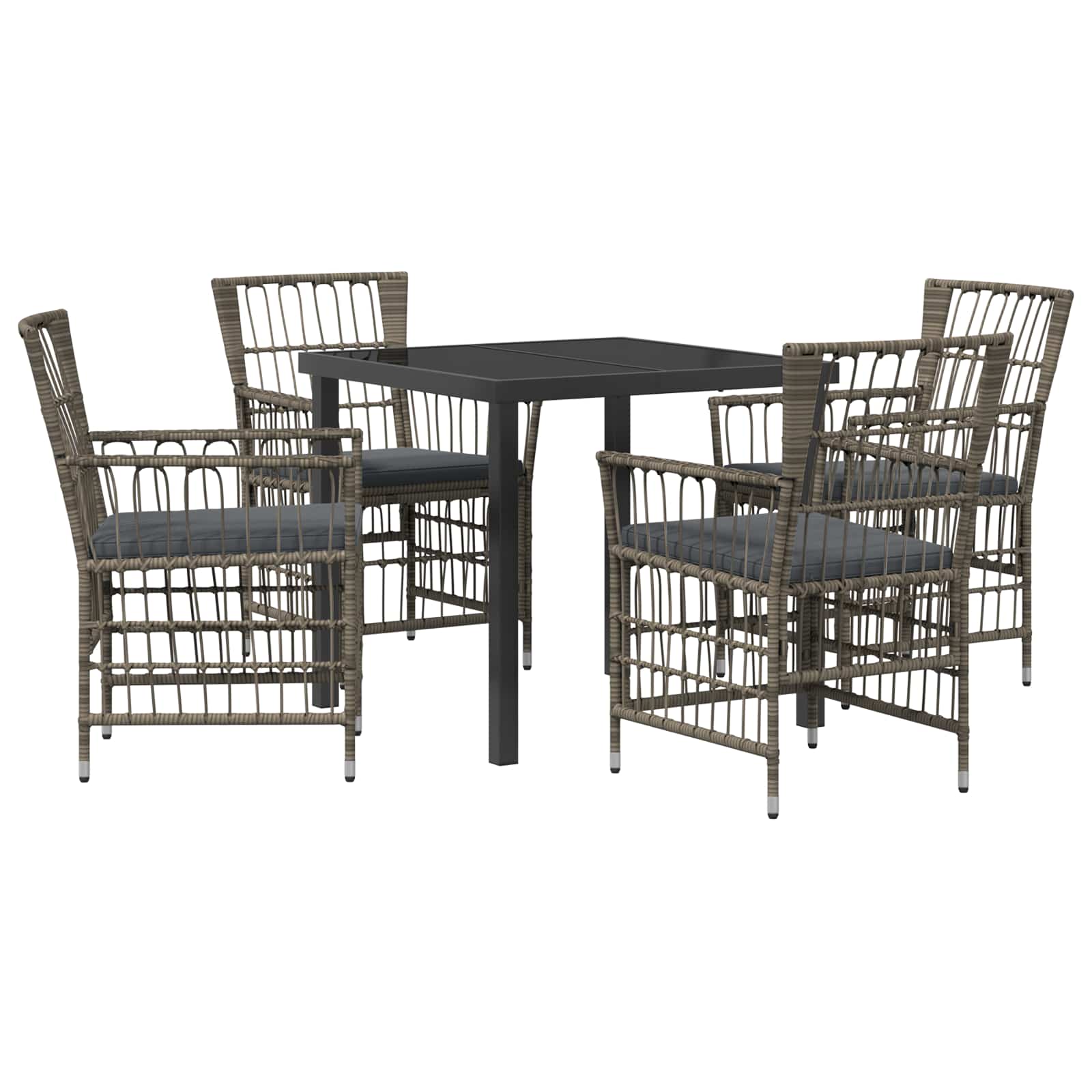 Set da pranzo per esterni 5 pz Grigio polyrattan