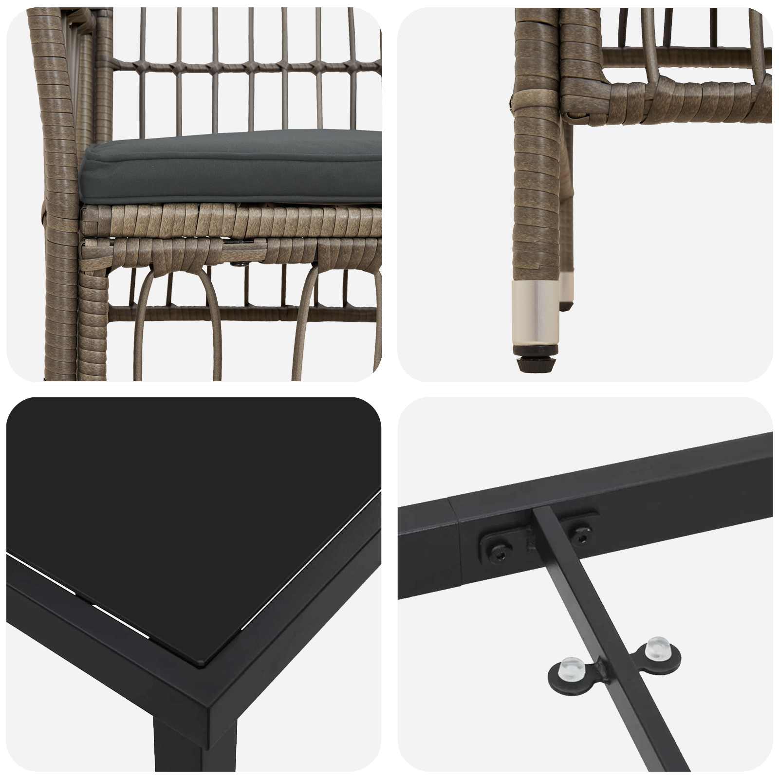 Set da pranzo per esterni 5 pz Grigio polyrattan