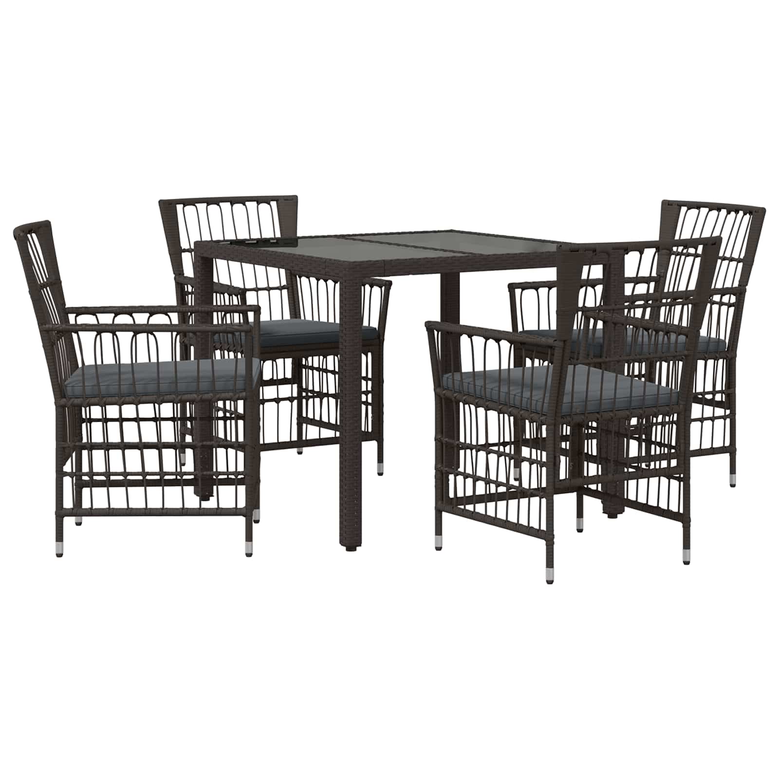 Set da pranzo per esterni 5 pz Nero polyrattan