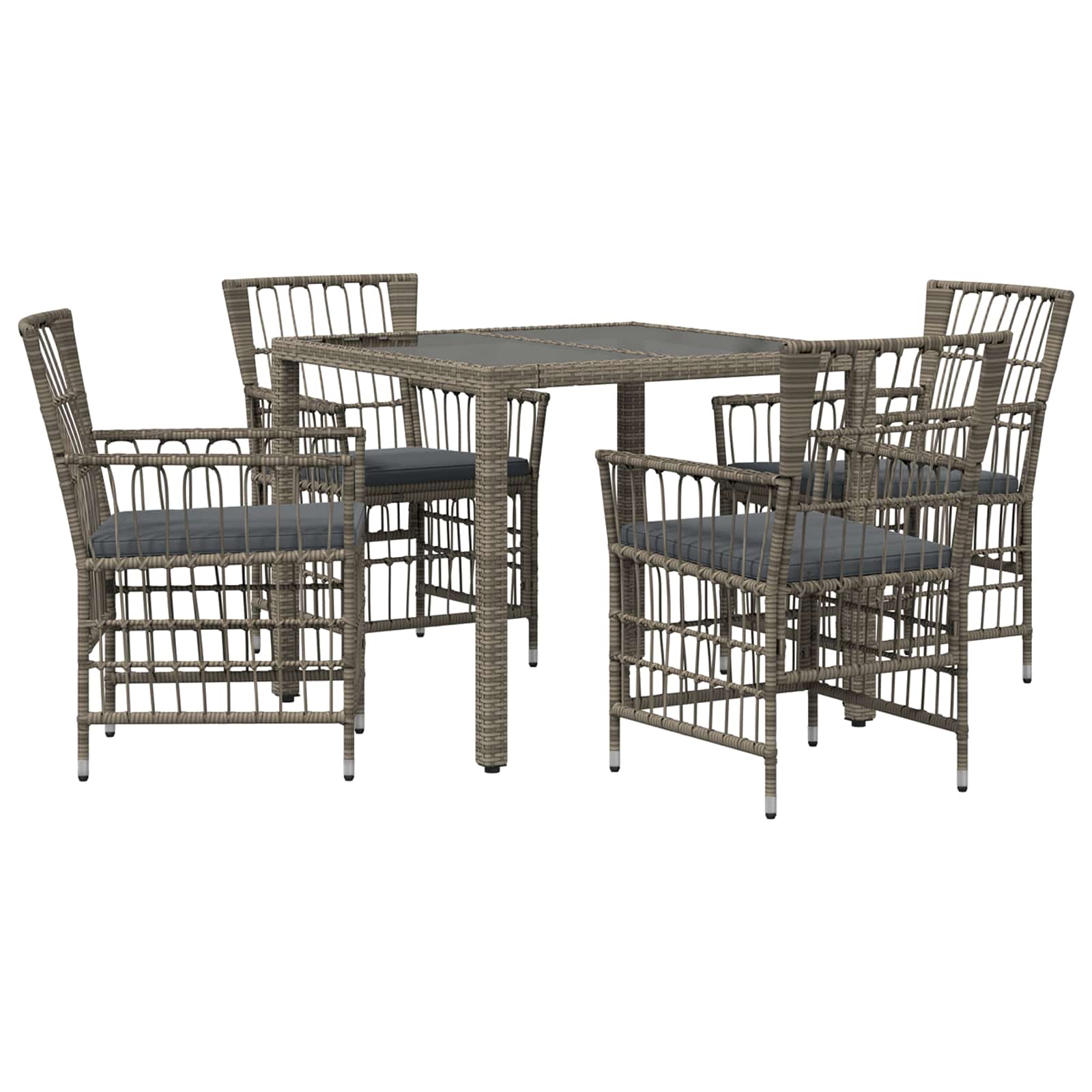 Set da pranzo per esterni 5 pz Grigio polyrattan